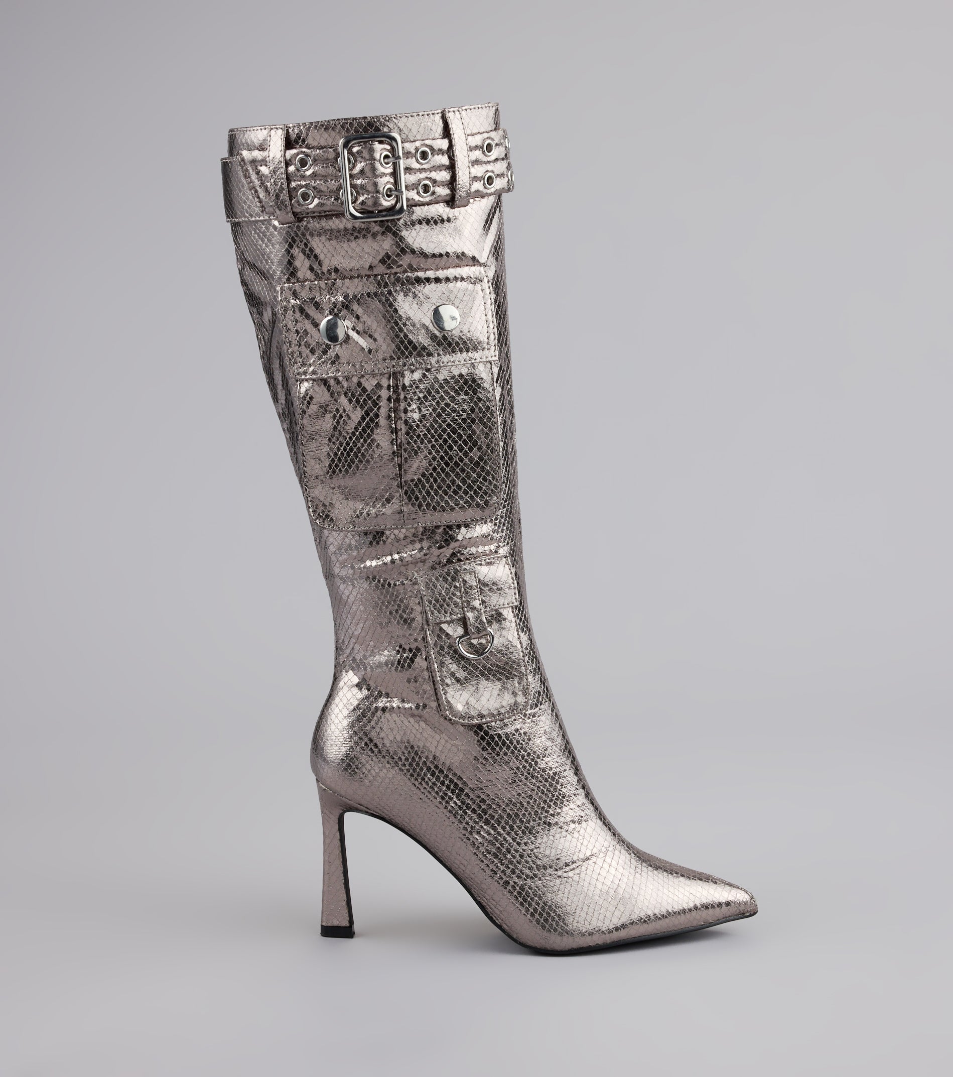 This piece brings trend-right energy to the Hot on the Heist Buckled Pocket Stiletto Boots, perfect for fall outfits that stand out.