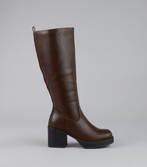 This piece brings trend-right energy to the Retro Rise Knee High Platform Boots, perfect for fall outfits that stand out.