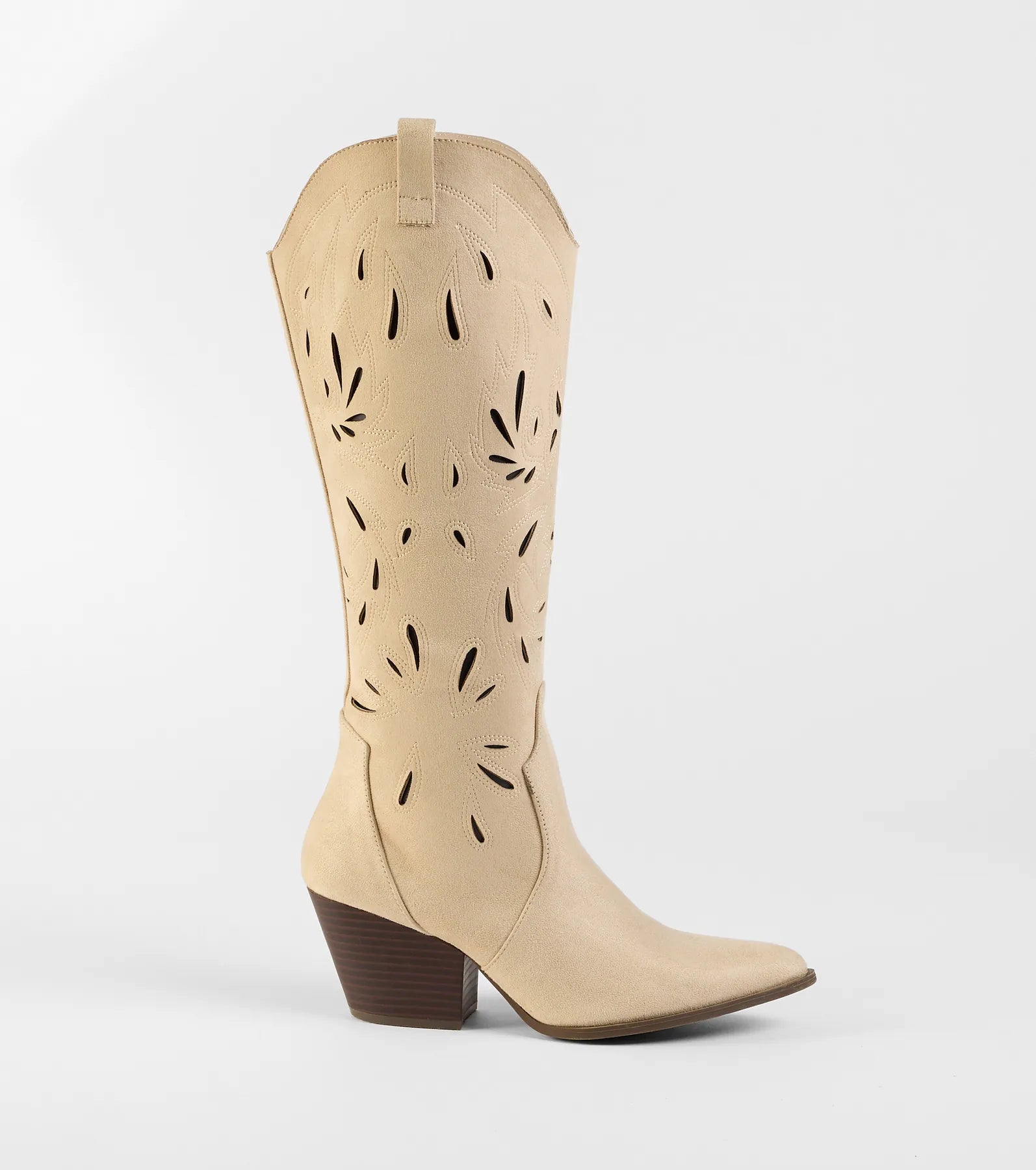 Style made simple with the Made For Dancing Laser Cut Cowboy Boots in taupe, trendy women’s shoes that take your outfit from basic to bold in one step.