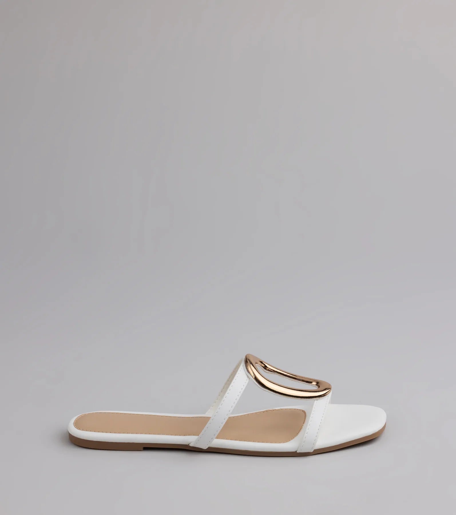 Style made simple with the Chic And Sleek Square Strappy Flat Sandals in white, trendy women’s shoes that take your outfit from basic to bold in one step.