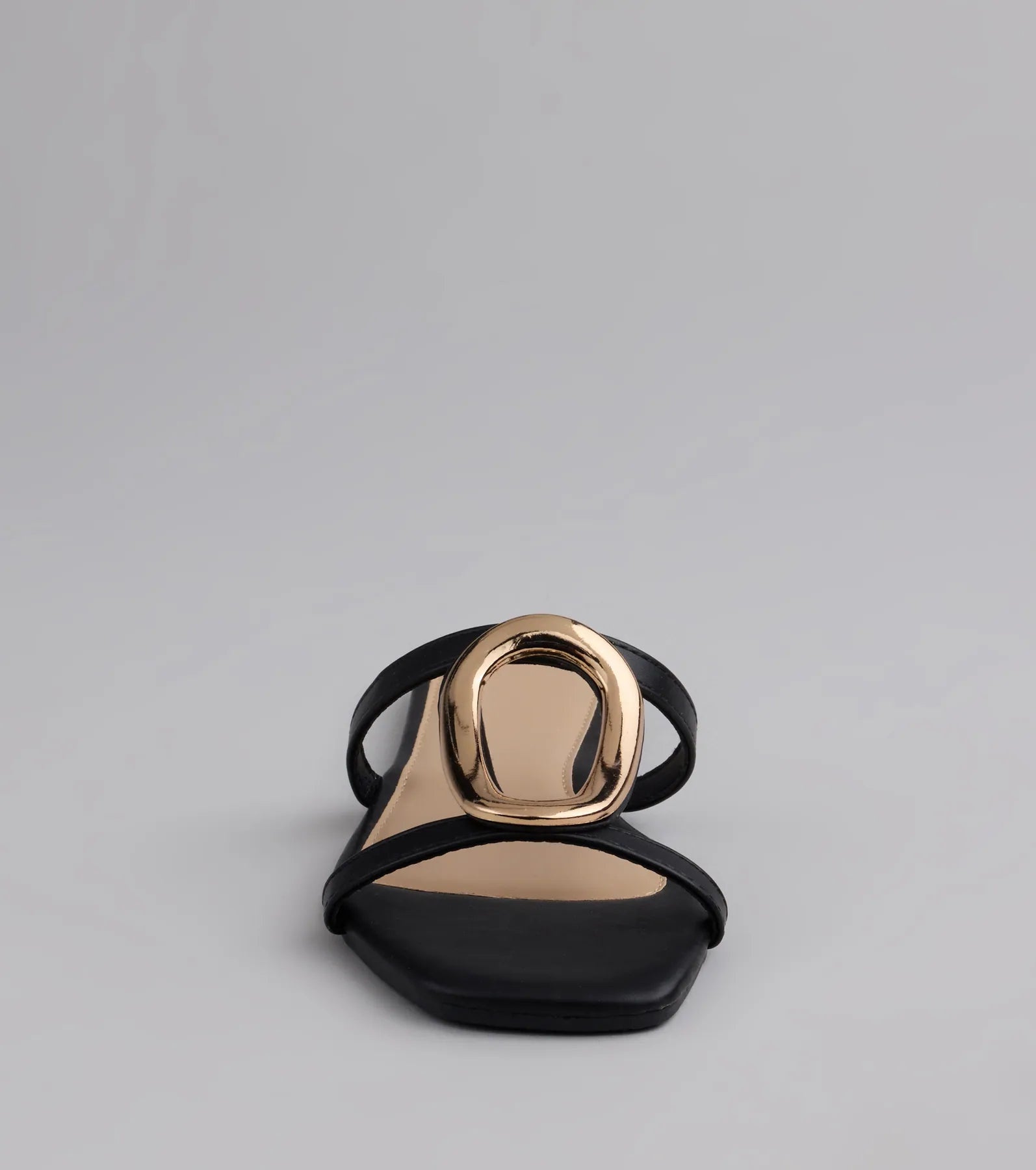 Style made simple with the Chic And Sleek Square Strappy Flat Sandals in black, trendy women’s shoes that take your outfit from basic to bold in one step.