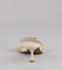 This piece brings trend-right energy to the Double Take Hardware Kitten Mules, perfect for fall outfits that stand out.