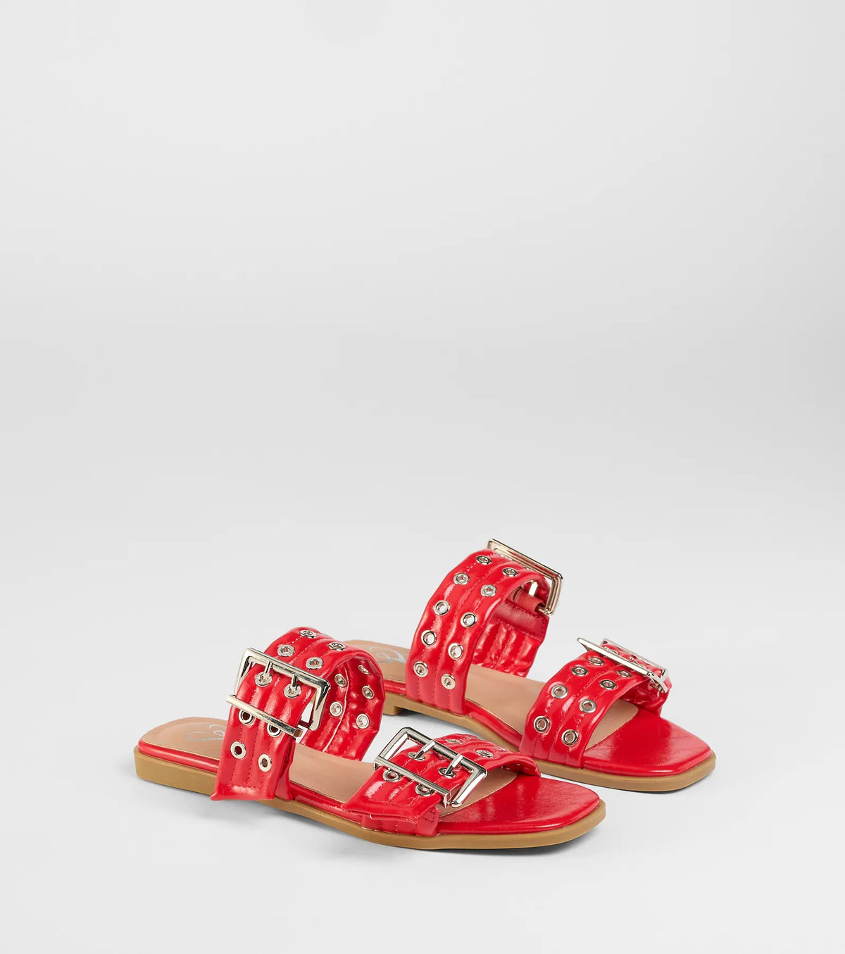 Style made simple with the Get It Girl Buckle Strappy Sandals in red, trendy women’s shoes that take your outfit from basic to bold in one step.