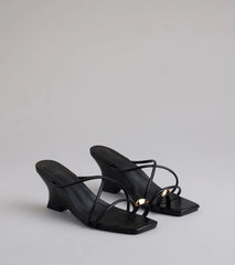 Style made simple with the Refined And Classy Toe Ring Strappy Wedges in black, trendy women’s shoes that take your outfit from basic to bold in one step.