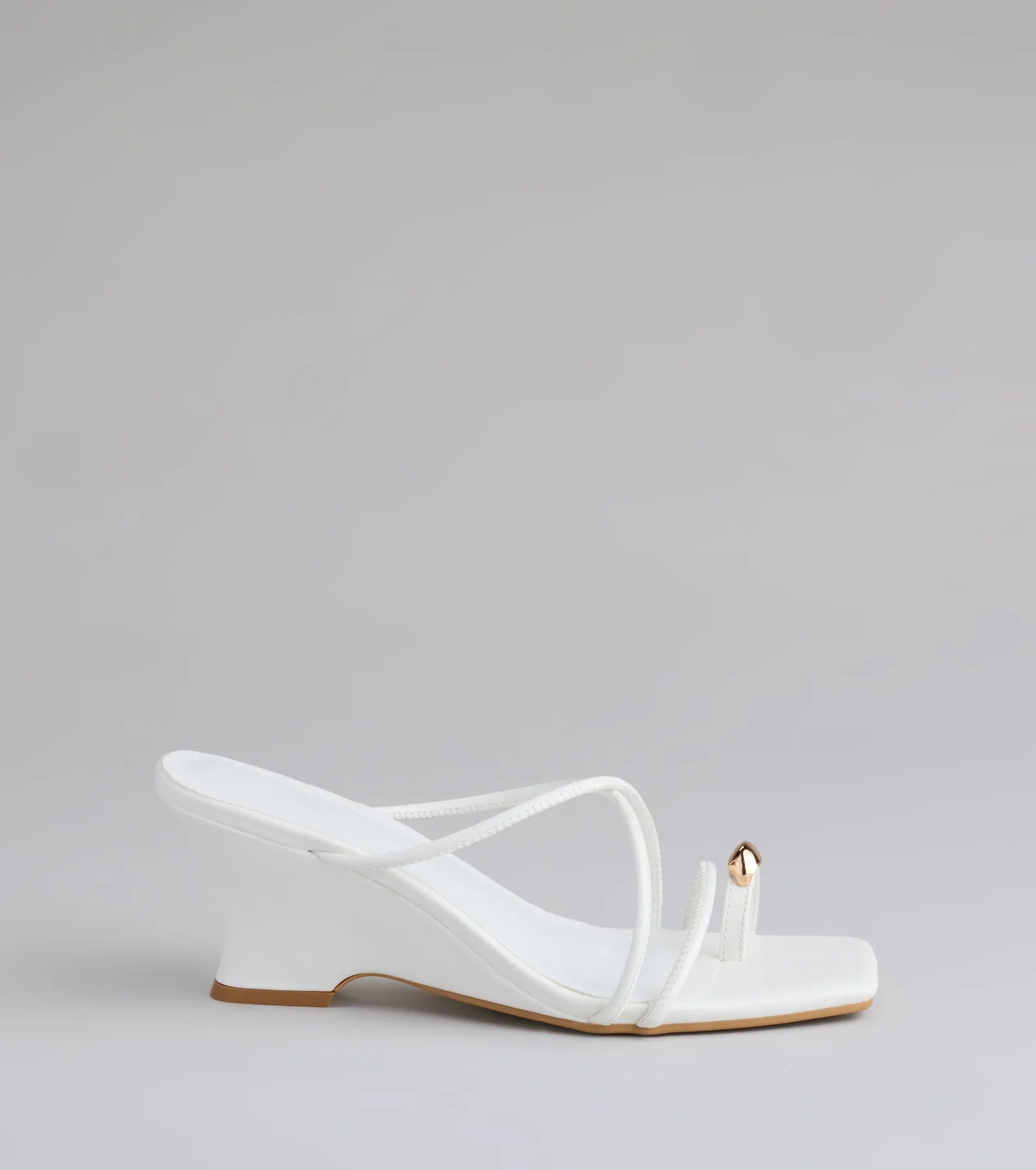 Turn heads in the Refined And Classy Toe Ring Strappy Wedges, white heels showcasing a fresh trend or stylish detail made to elevate your full Windsor fit.