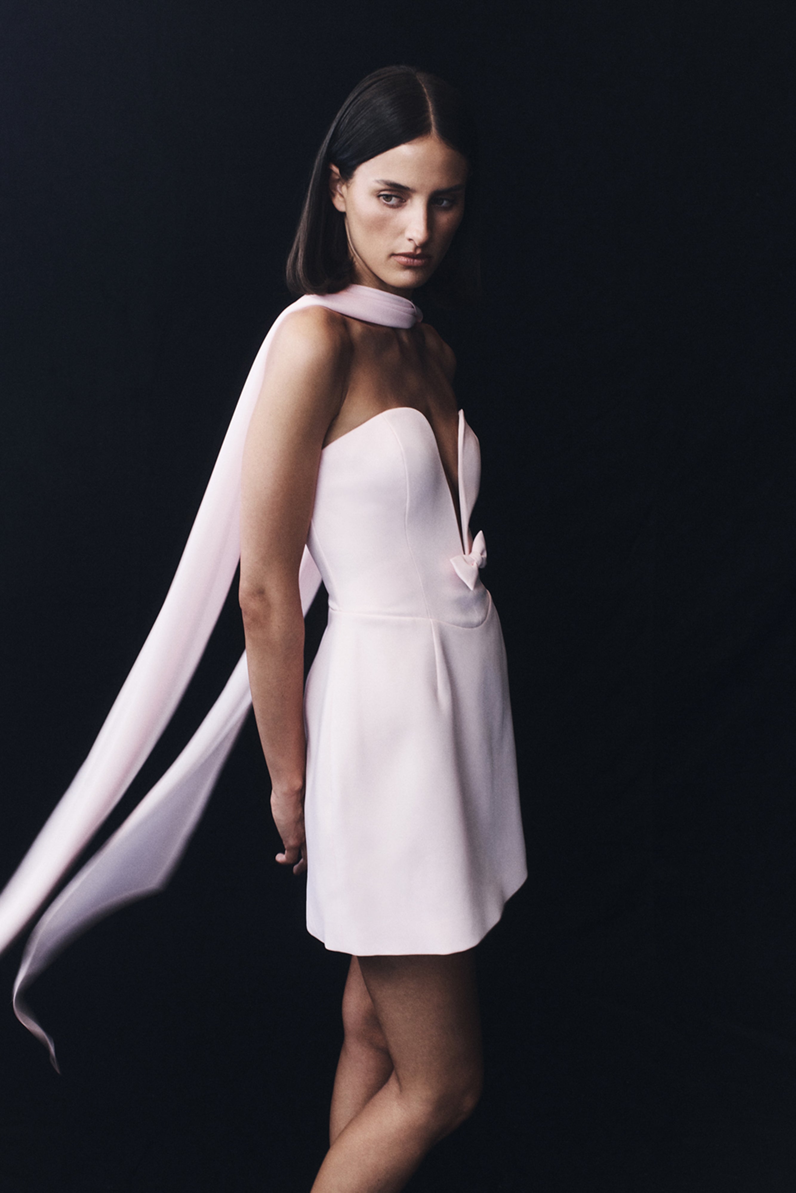 Orellia Strapless Suiting Mini Dress - Soft Pink