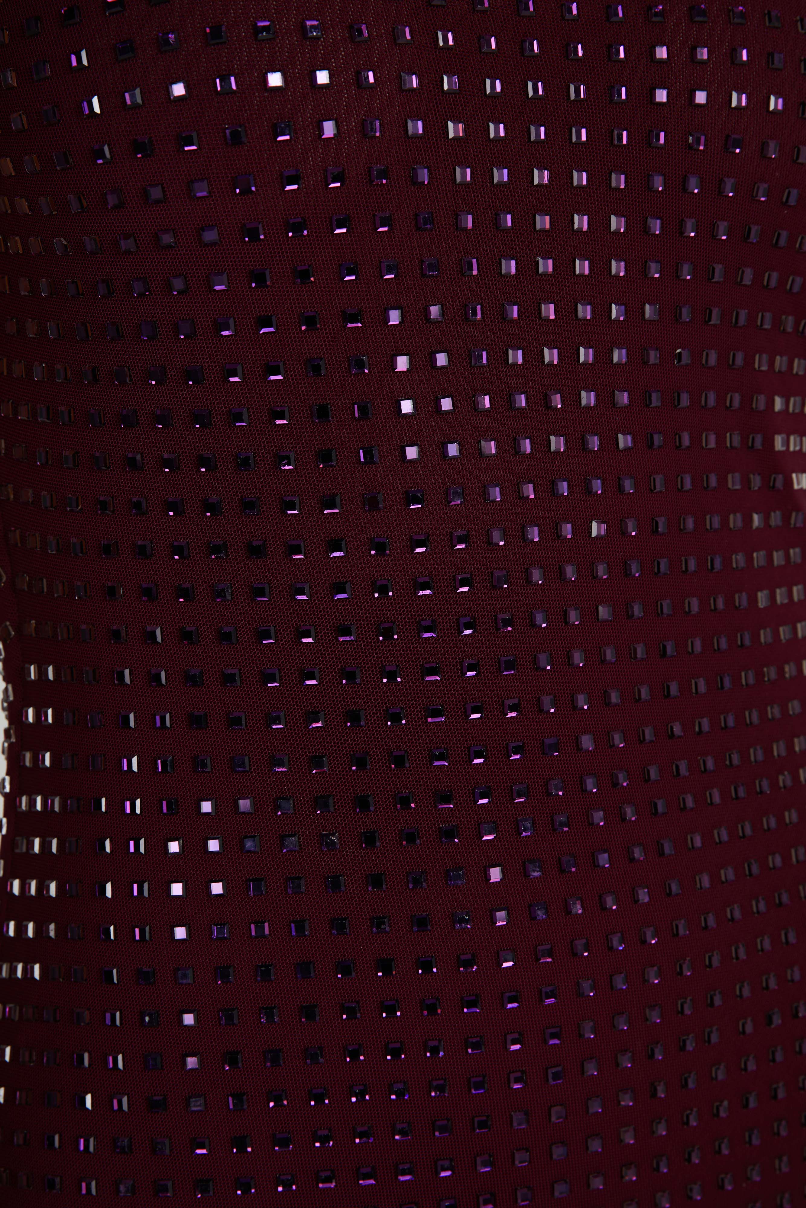 Pam Square Diamante Maxi Dress - Berry