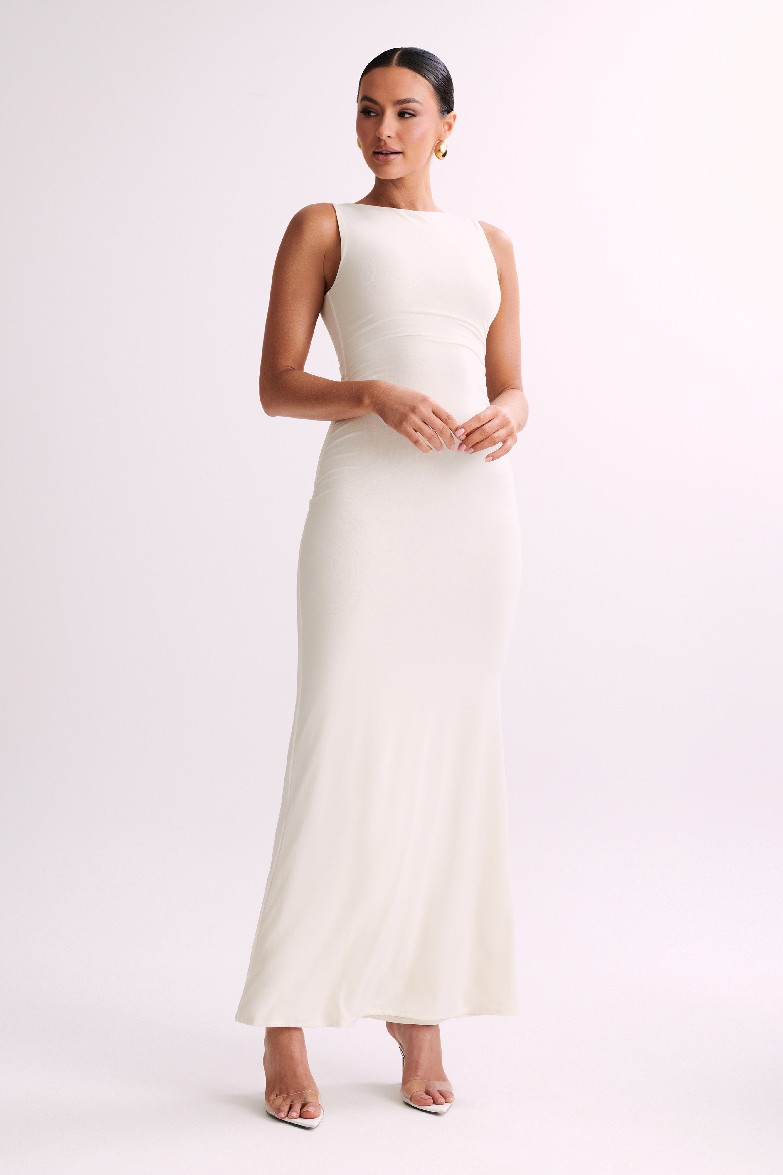 Tarna Sleeveless Slinky Maxi Dress - Bone