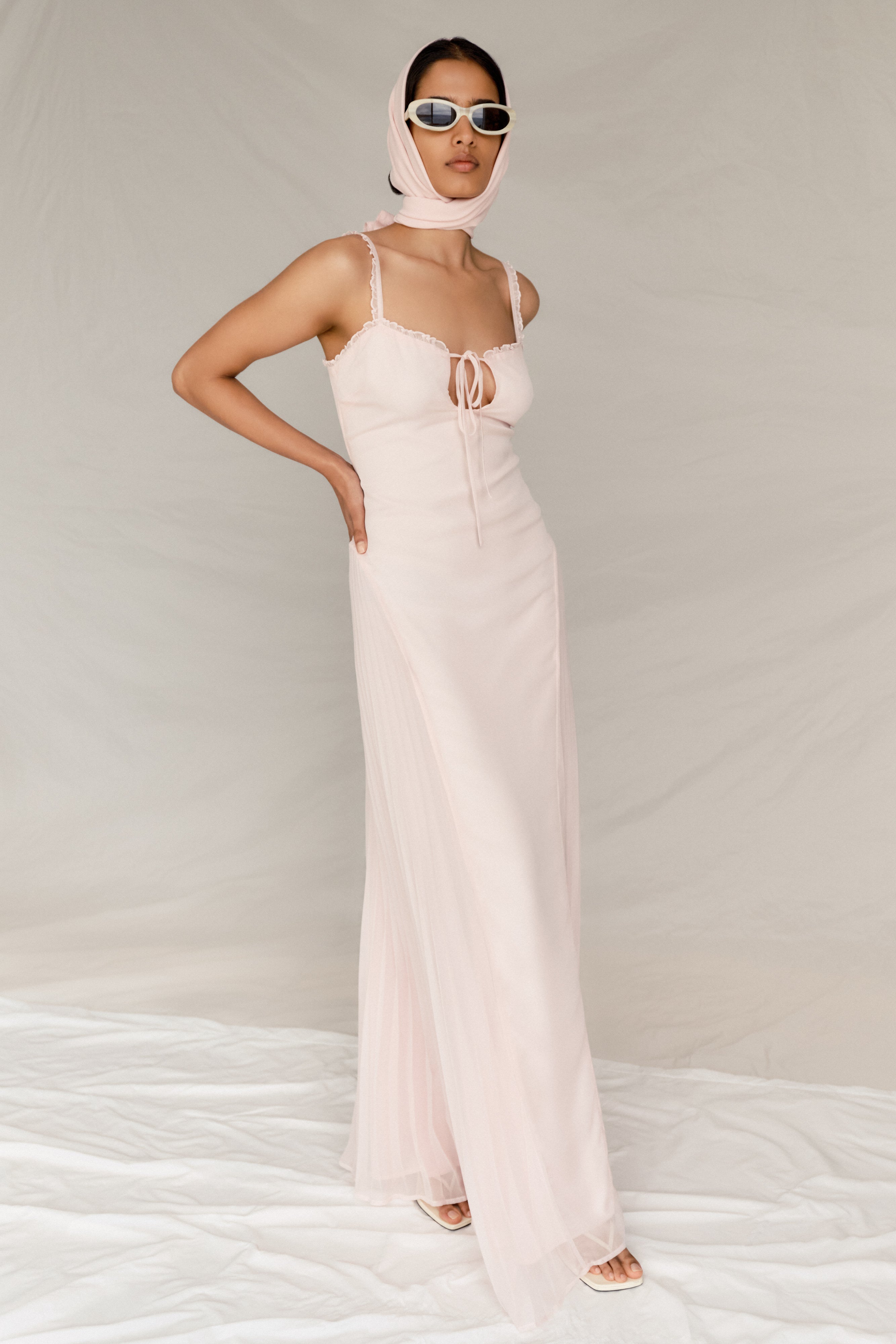 Saira Chiffon Maxi Dress - Powder Pink