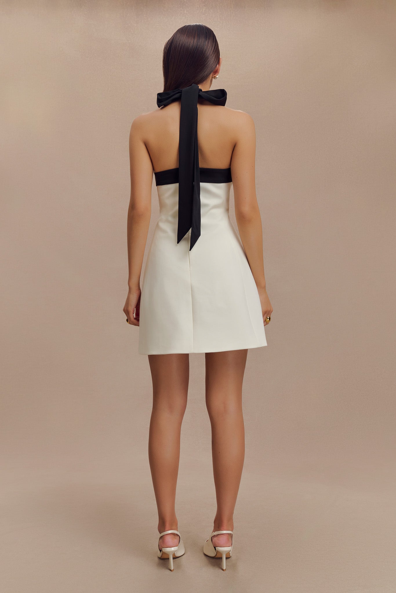 Cara Contrast Suiting Mini Dress - Black/White