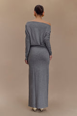 Jessie Cowl Neck Knit Midi Dress - Charcoal Marle