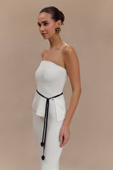 Keaton Strapless Rose Tie Knit Top - White And Black