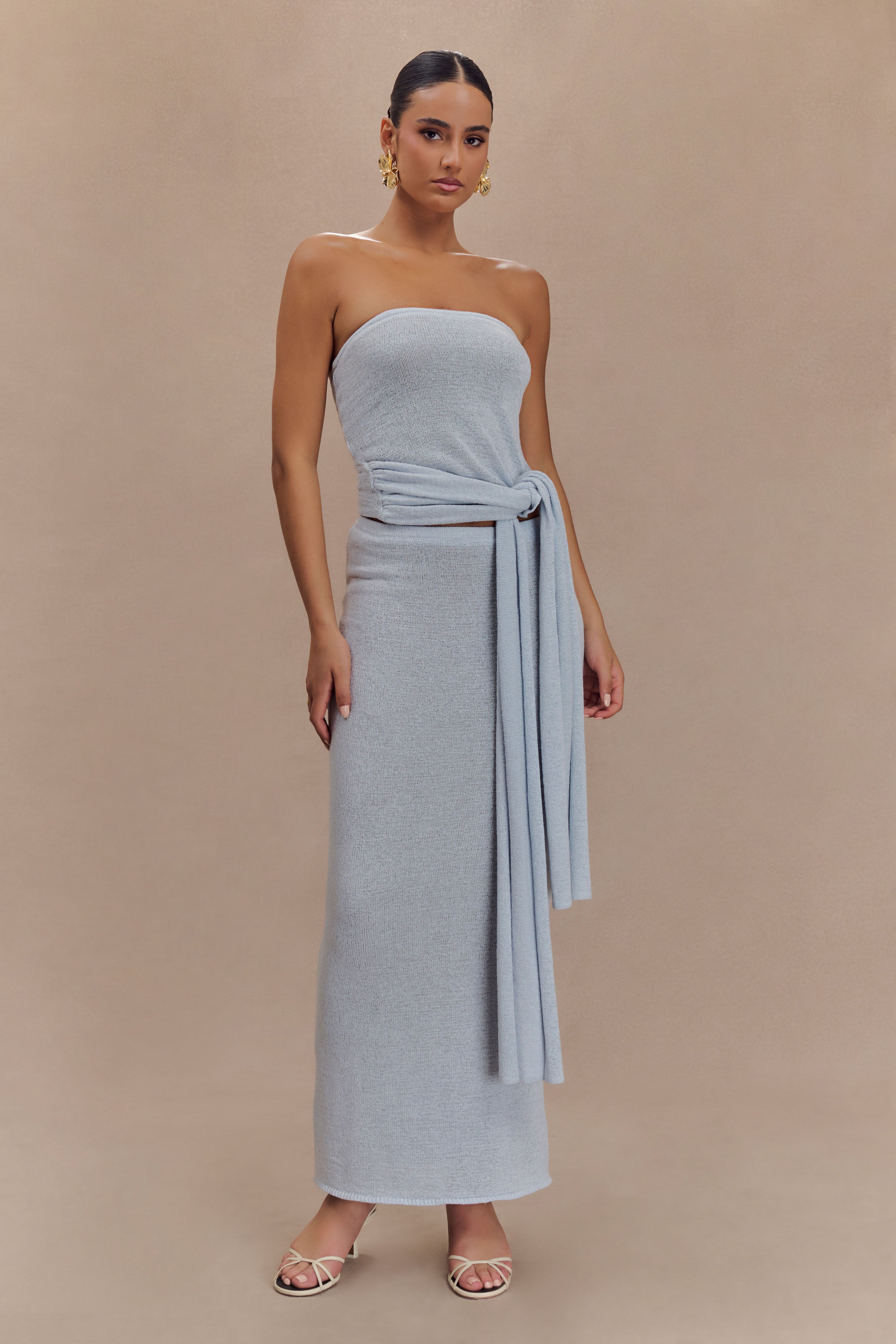 Phoebe Knit Maxi Skirt - Ice Blue