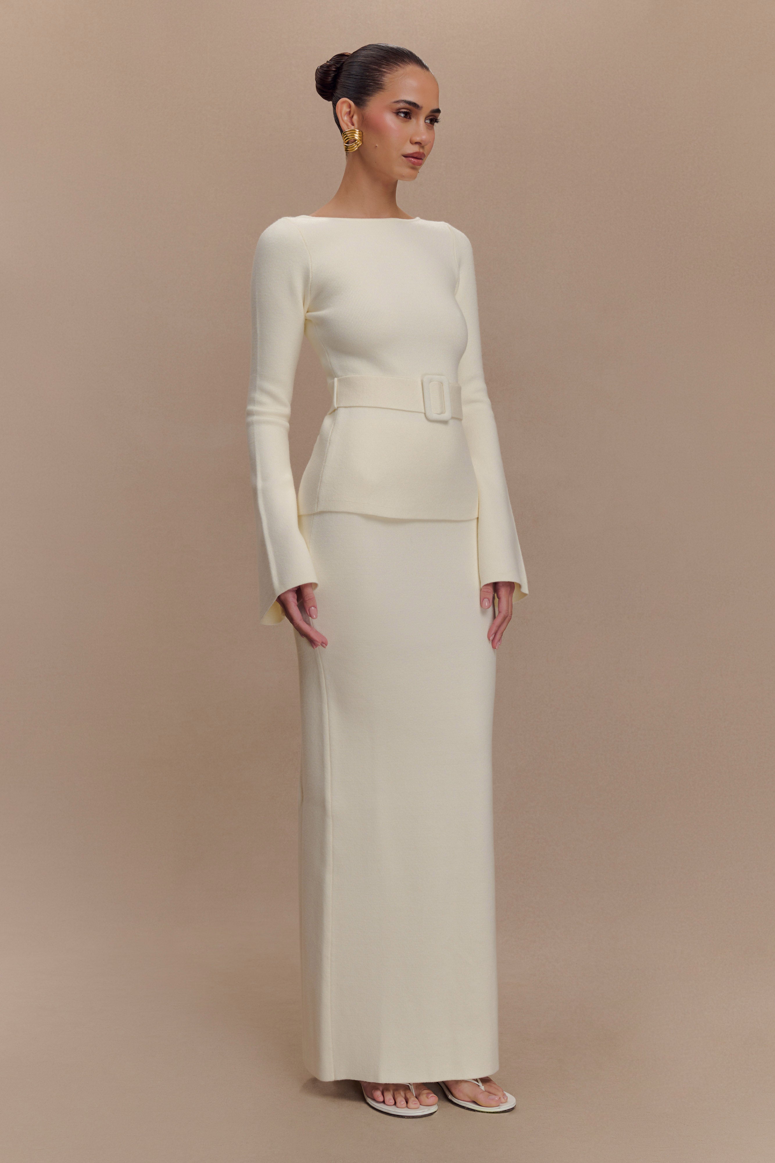 Kyle Knit Maxi Skirt - Ivory