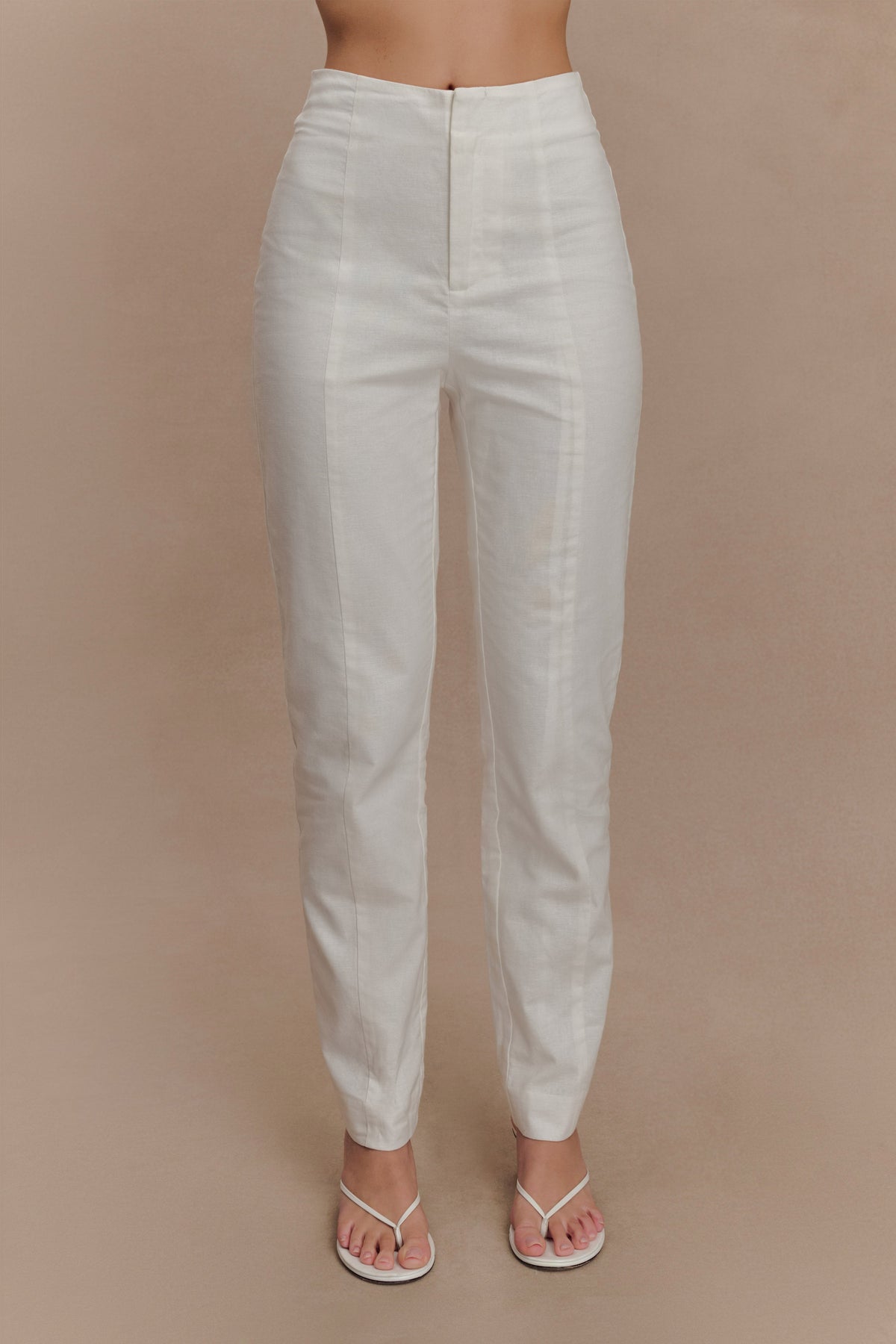 Dora Linen Straight Leg Pant - Ivory