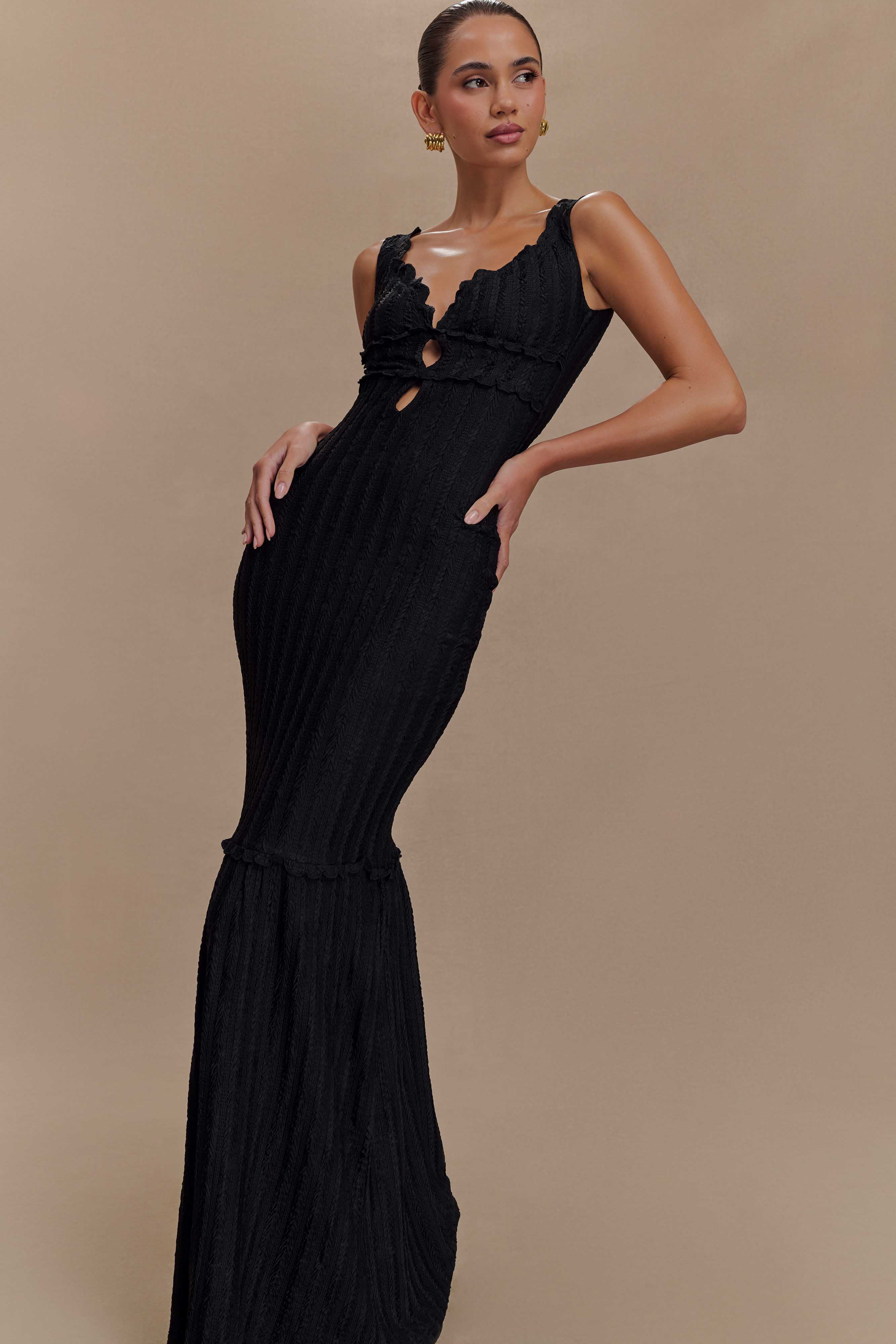 Natalie Off Shoulder Maxi Dress - Black
