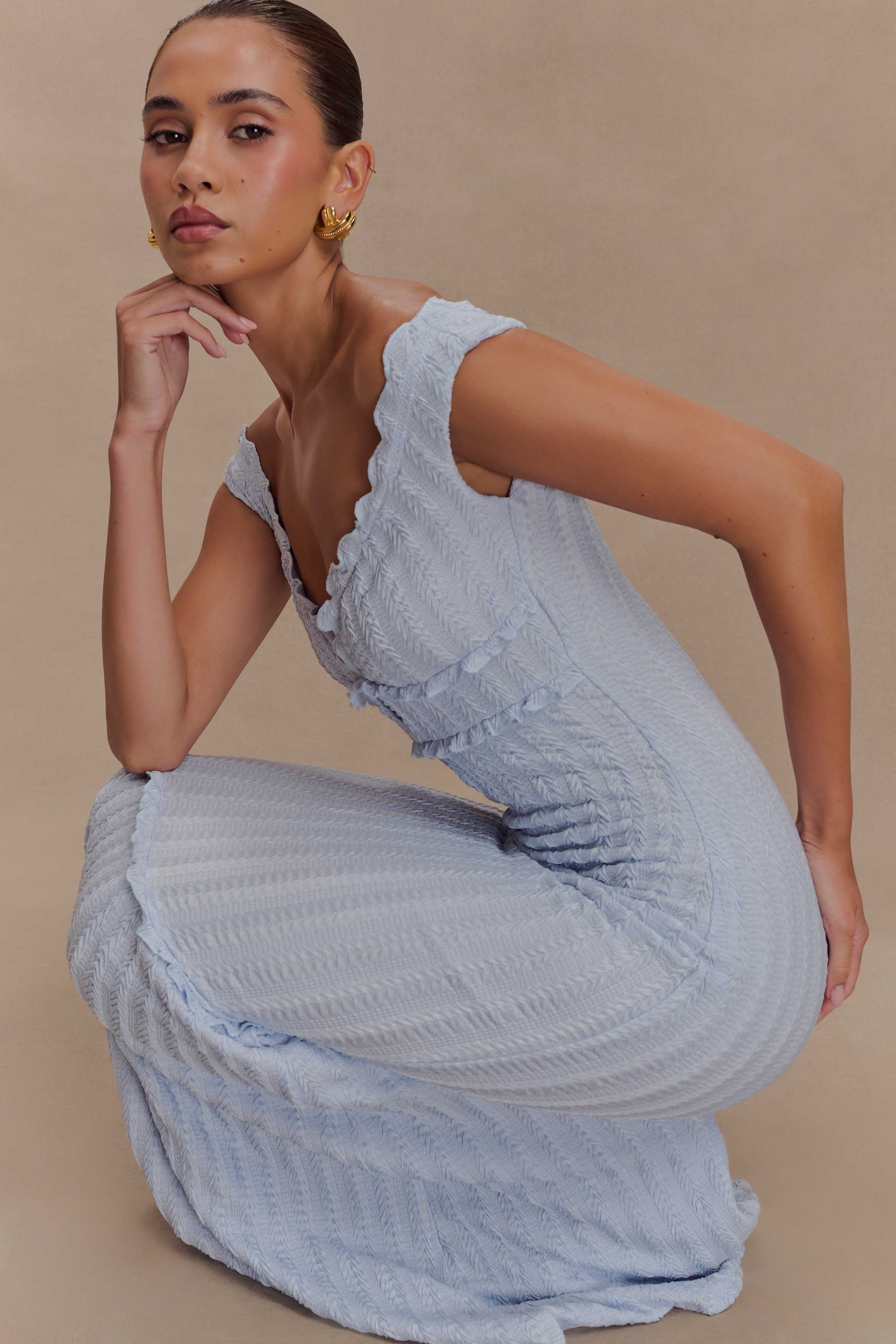 Natalie Off Shoulder Maxi Dress - Sky Blue