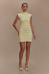 Elliot High Neck Sleeveless Mini Dress - Pale Lemon