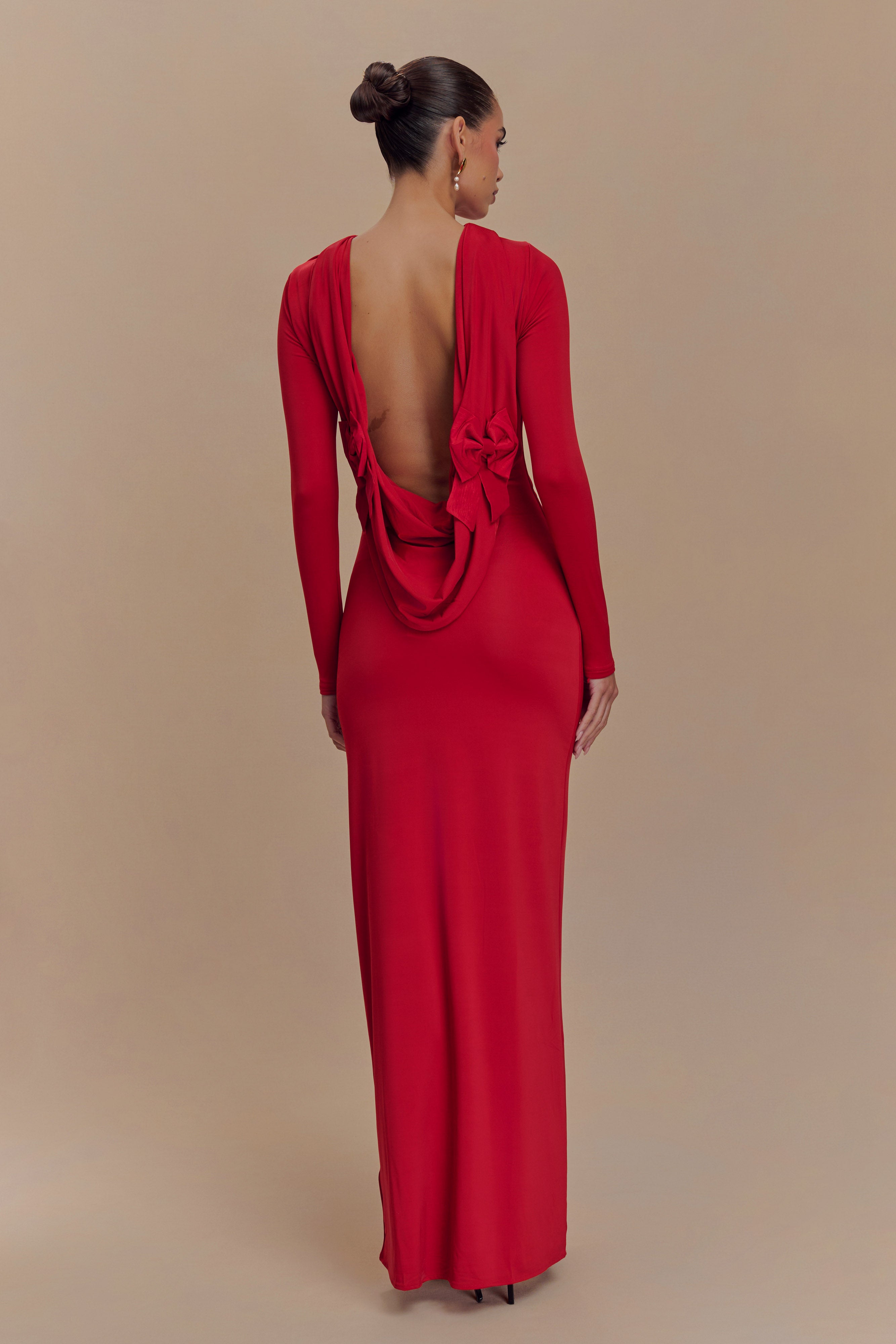 Bennett Slinky Long Sleeve Maxi Dress - Ruby