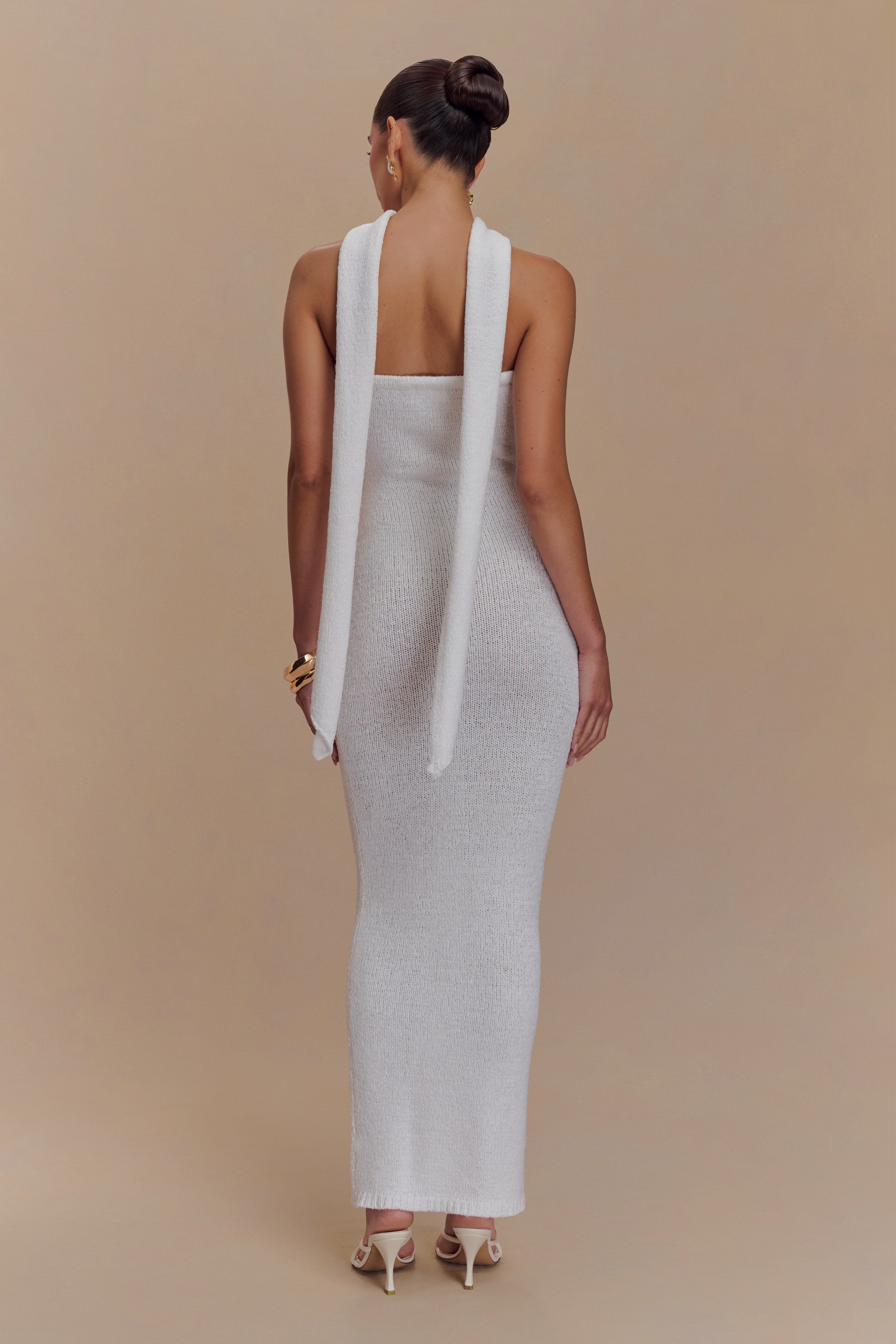 Andrea Strapless Knit Maxi Dress - White
