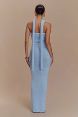 Andrea Strapless Knit Maxi Dress - Light Blue