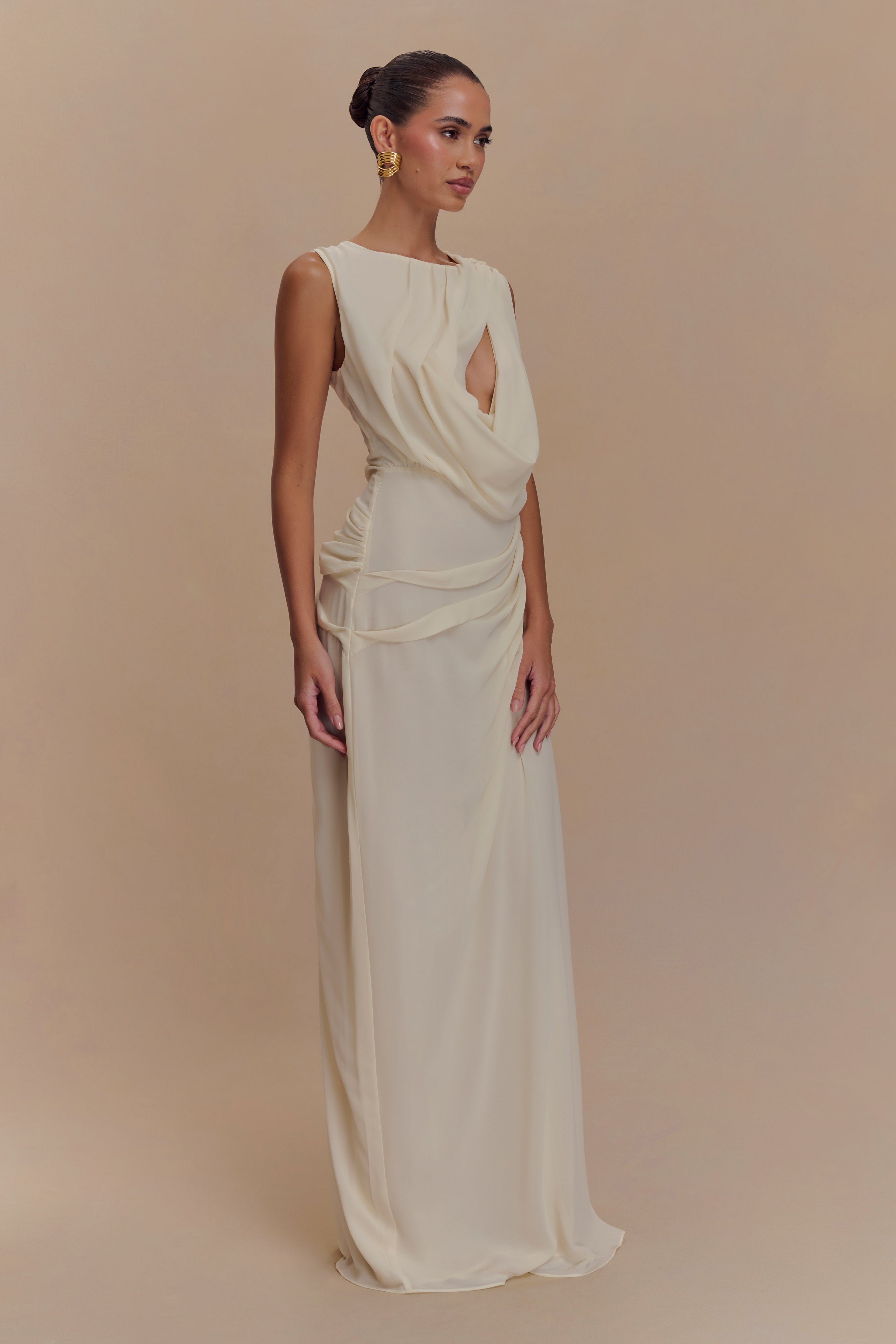 Oria Chiffon Maxi Dress - Ivory