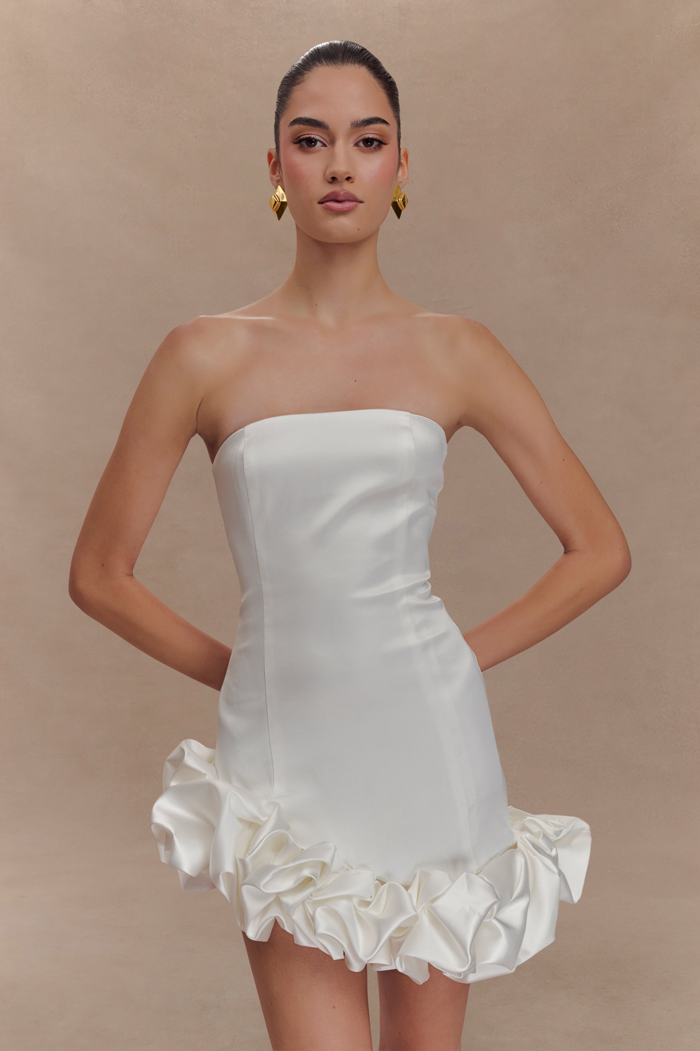 Alba Bubble Mini Dress - White