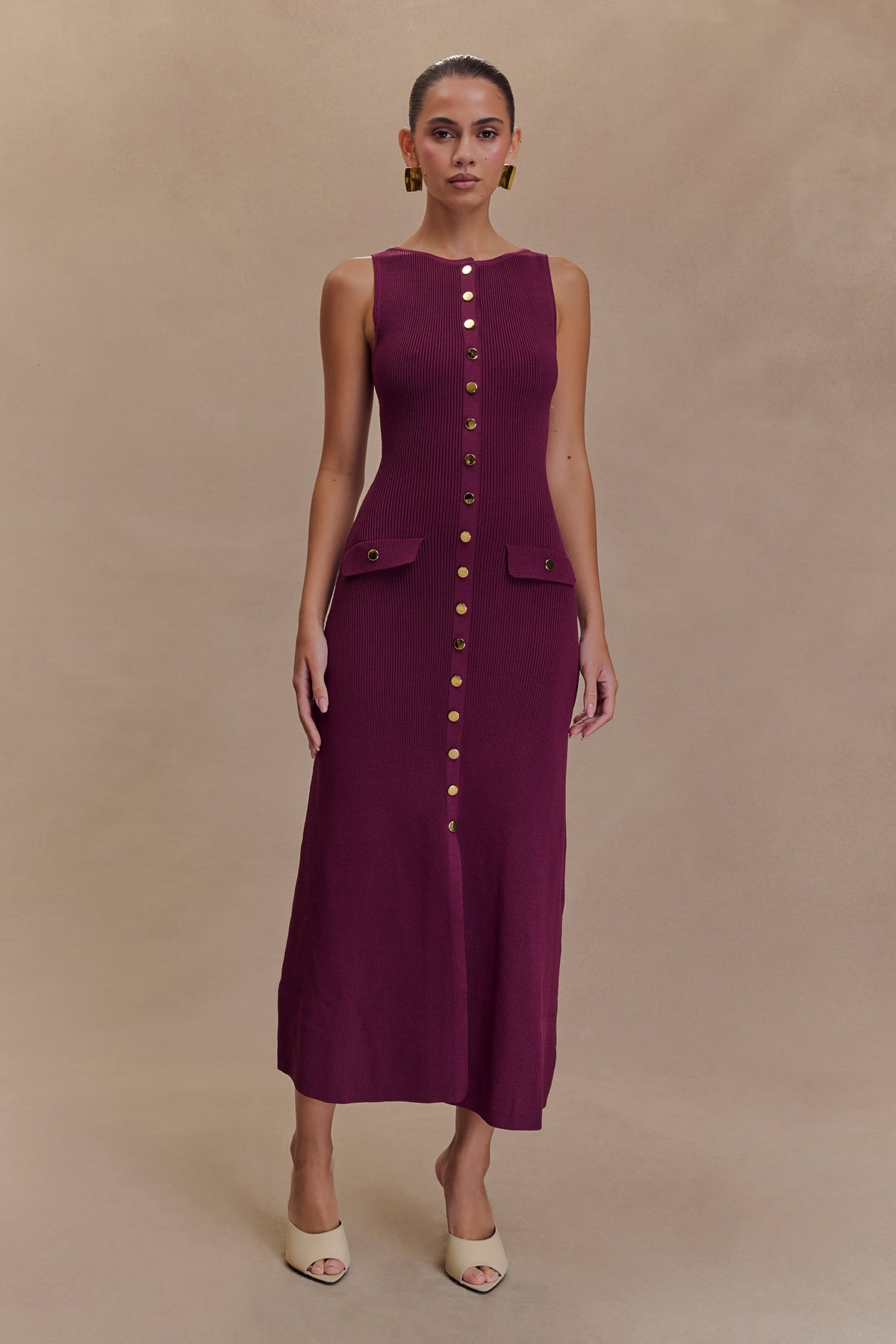 Sawyer Sleeveless Buttoned Maxi Dress - Plum