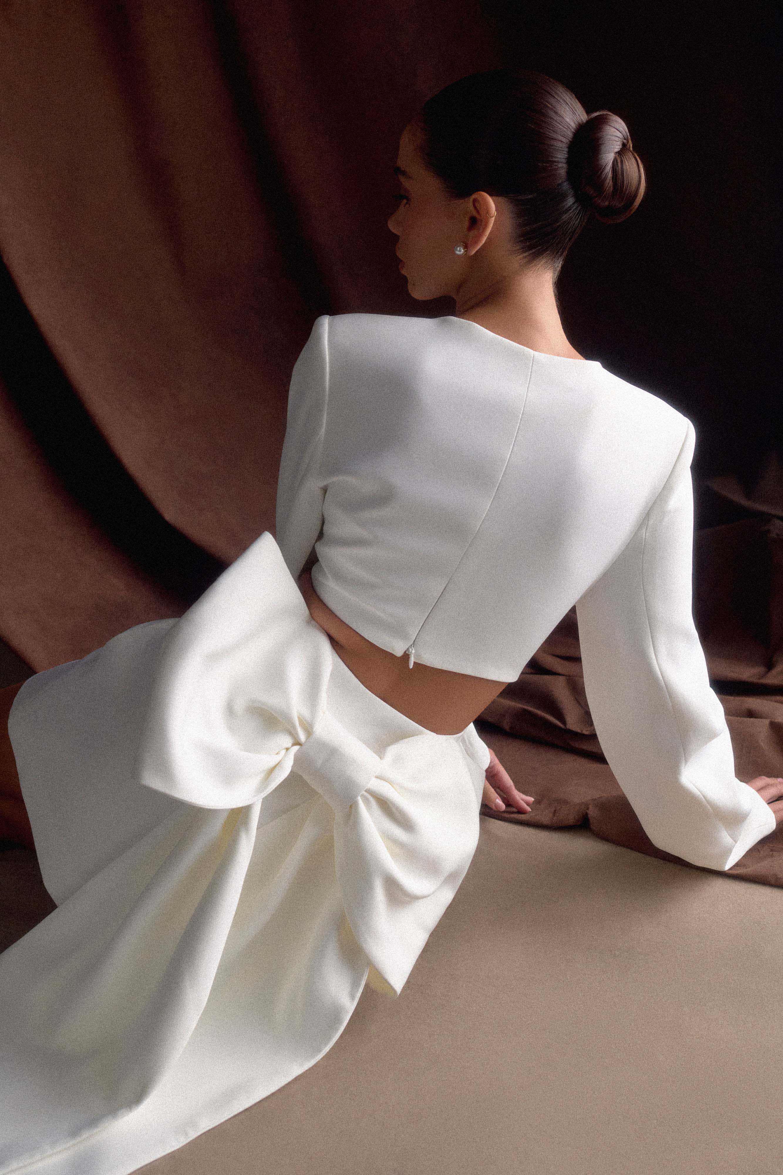 Rosanna Suiting Bow Mini Dress - Ivory