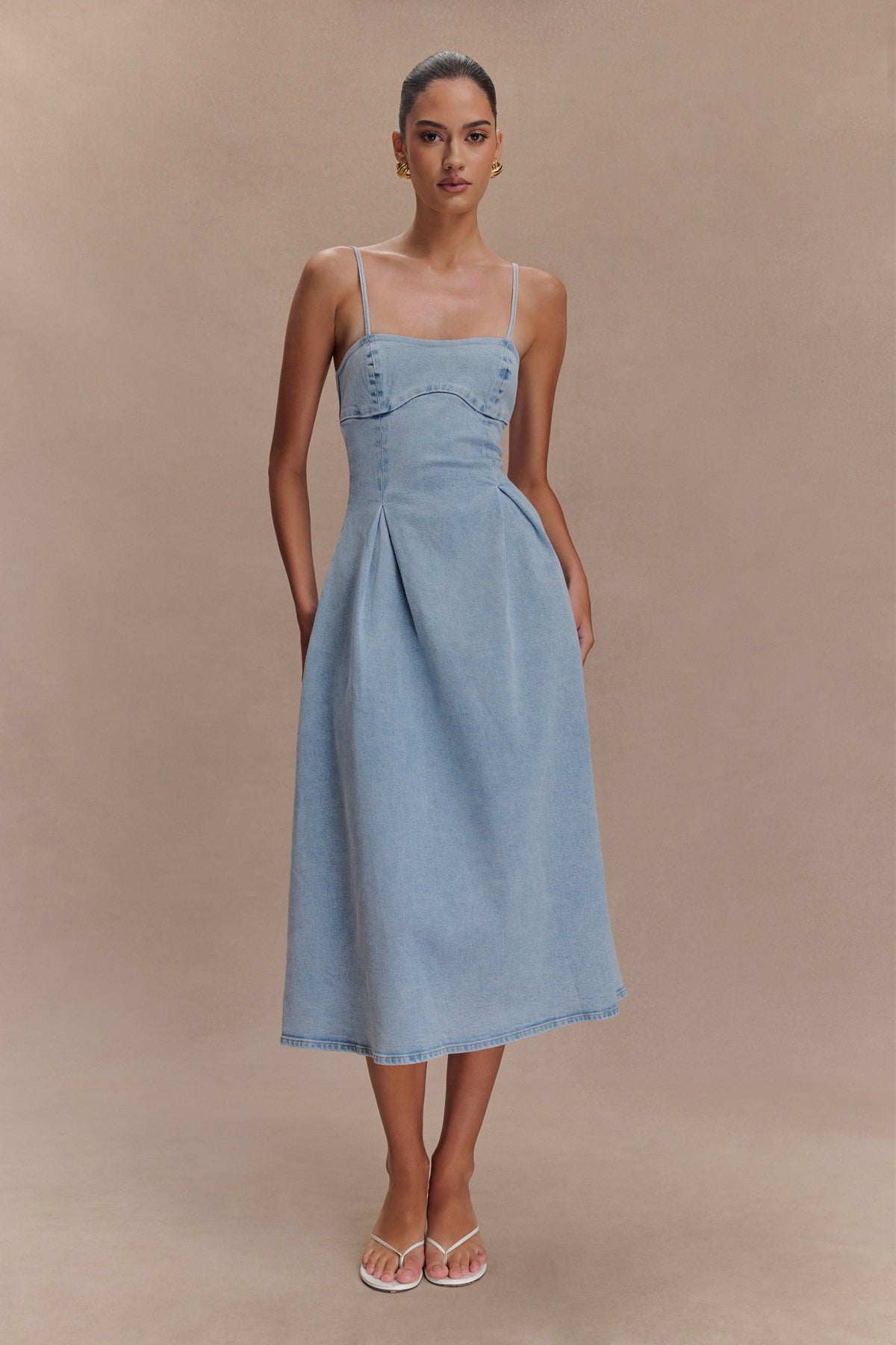 Harlyn Denim Midi Dress - Light Blue
