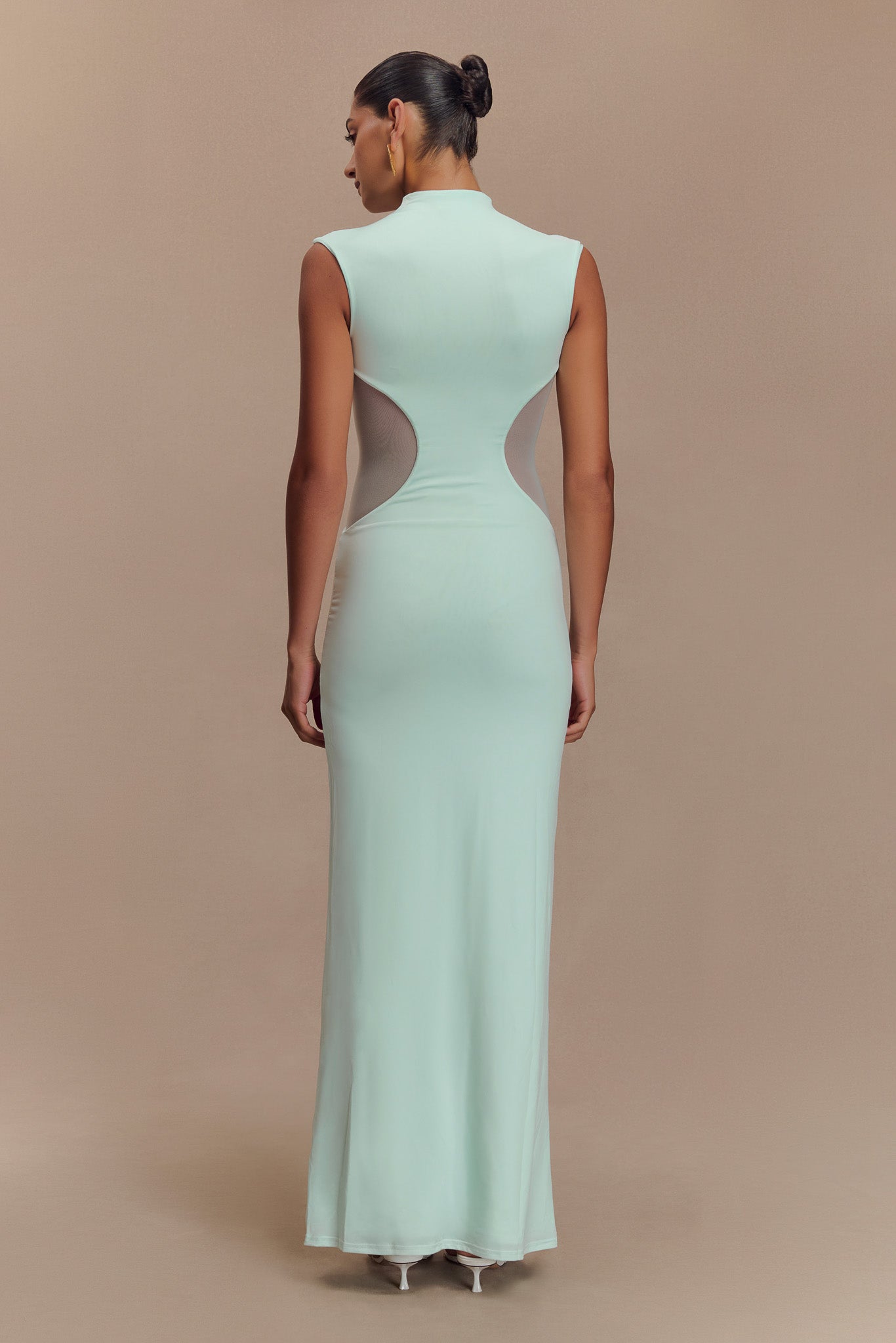 Massie Slinky And Mesh Maxi Dress - Lagoon