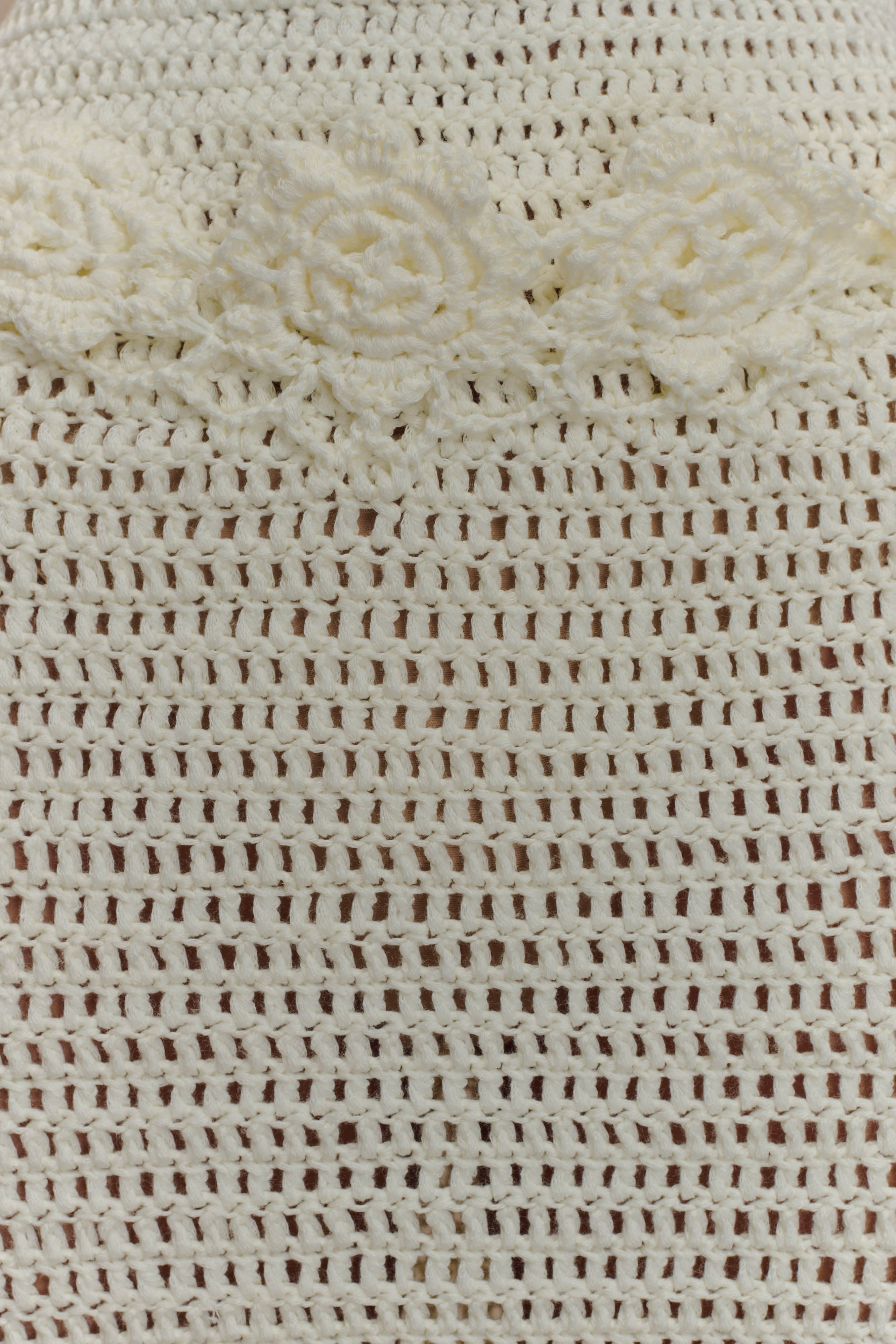 Teagan Floral Hand Crochet Midi Dress - Ivory