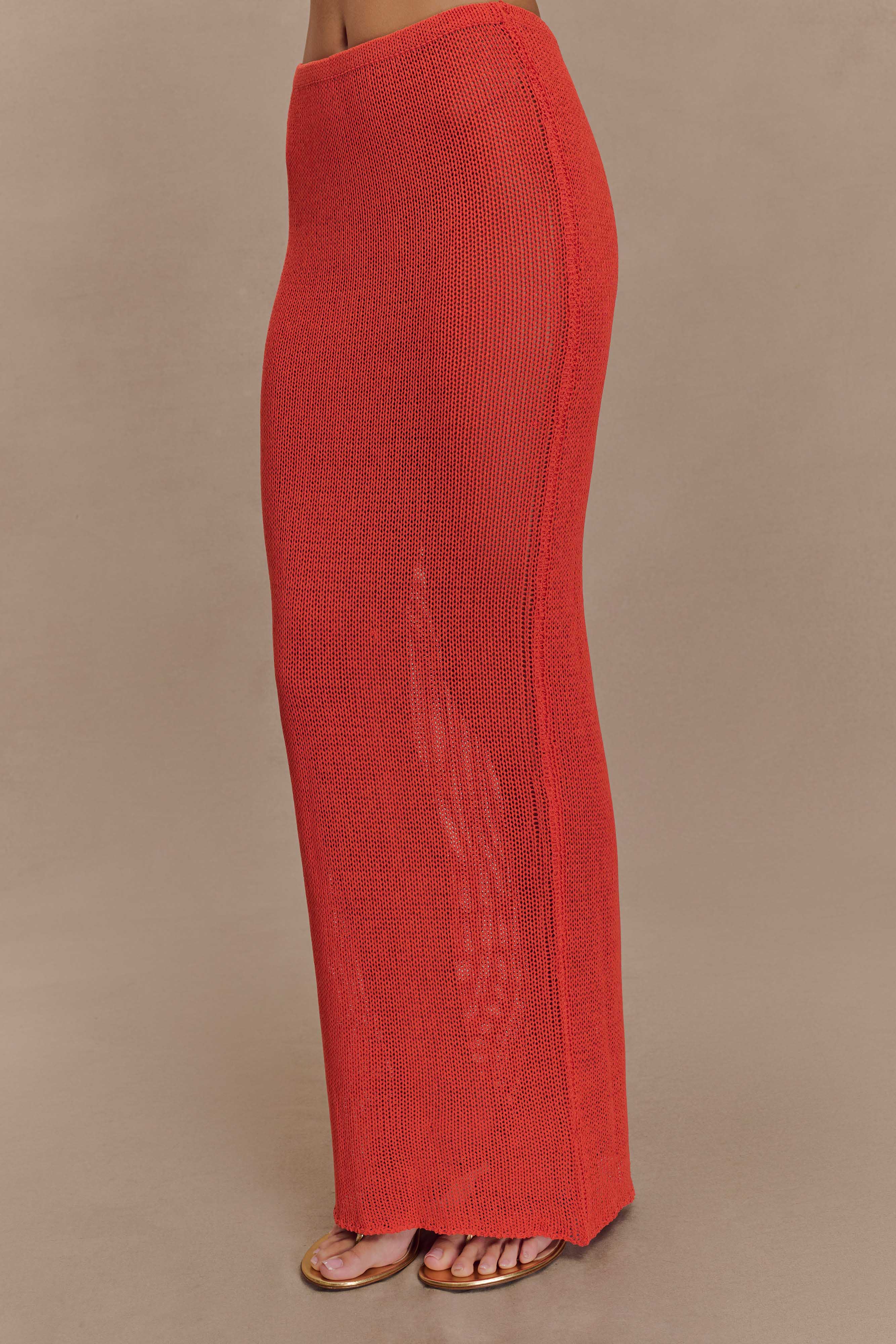 Reagan Knit Maxi Skirt - Orange