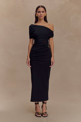 Kendra Scuba Jersey Midi Dress With Hardware - Black