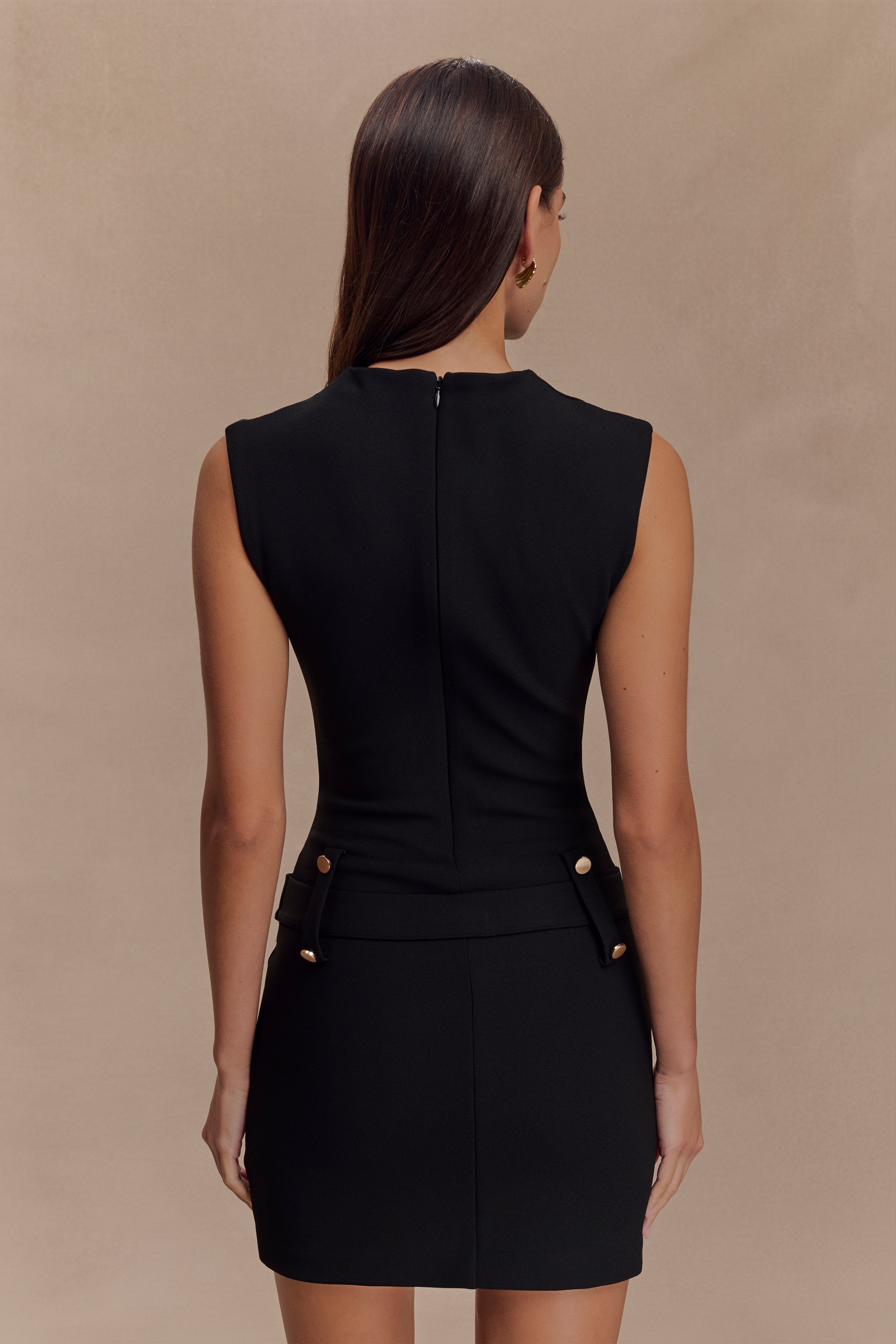 Scheana Stretch Crepe Mini Dress - Black