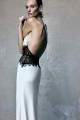 Dinah Lace And Satin Maxi Dress - Black/Ivory