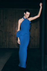 Caprice Halter Knit Maxi Dress - Cobalt