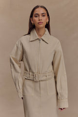 Fallon Cropped Denim Jacket - Stone Wash