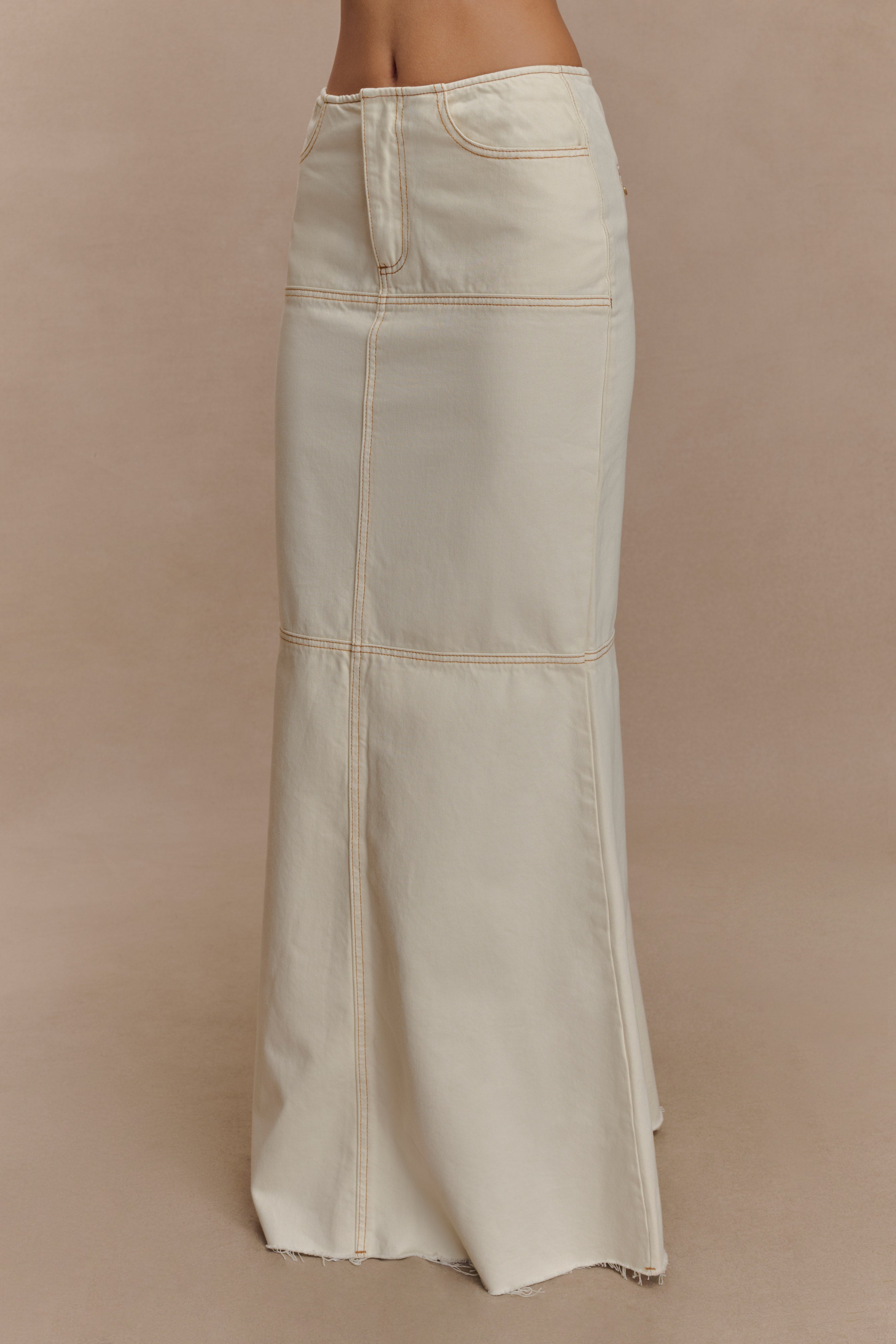 Loretta Denim Maxi Skirt - Ecru