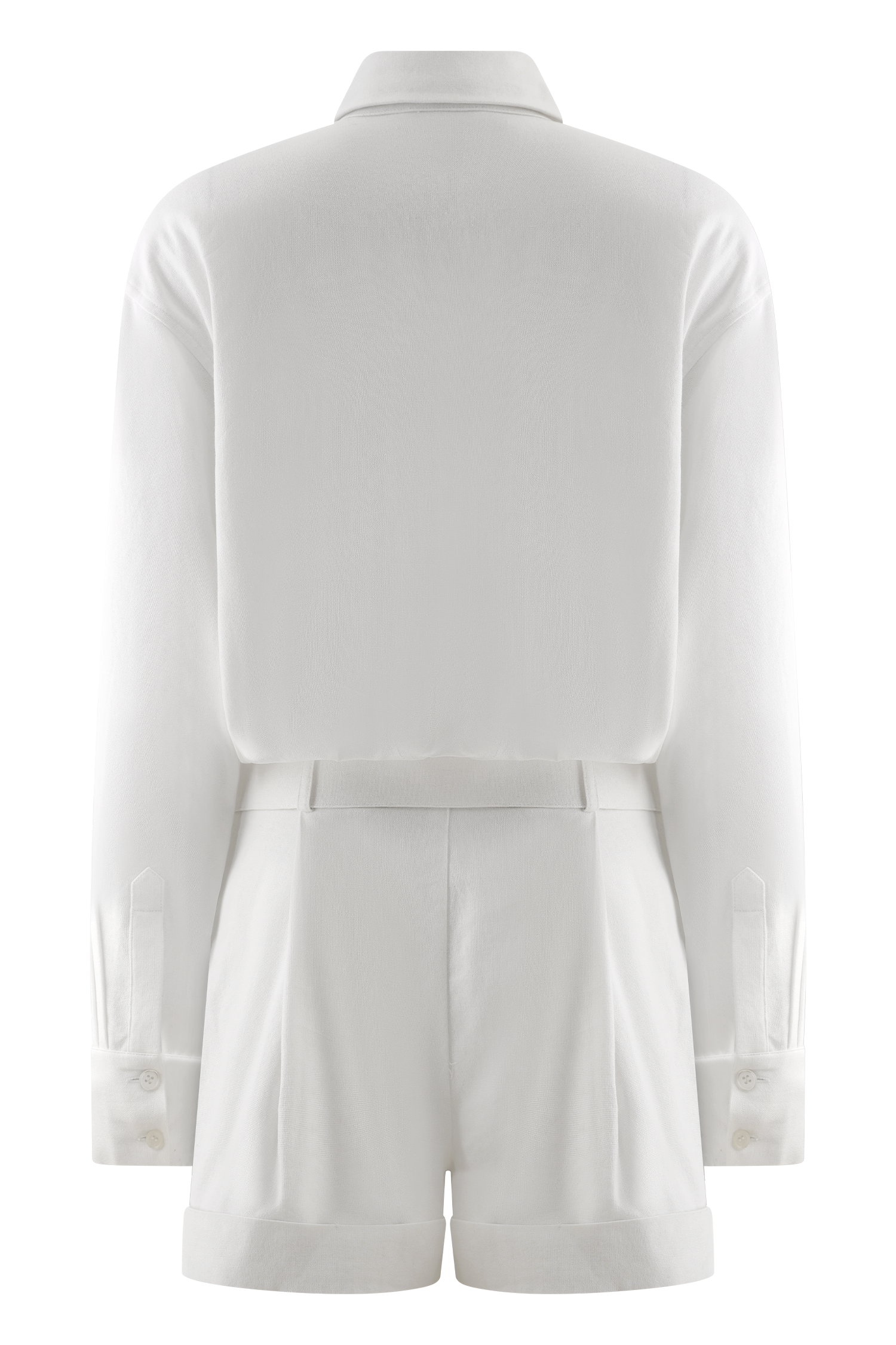 Adia Linen Belted Playsuit - White
