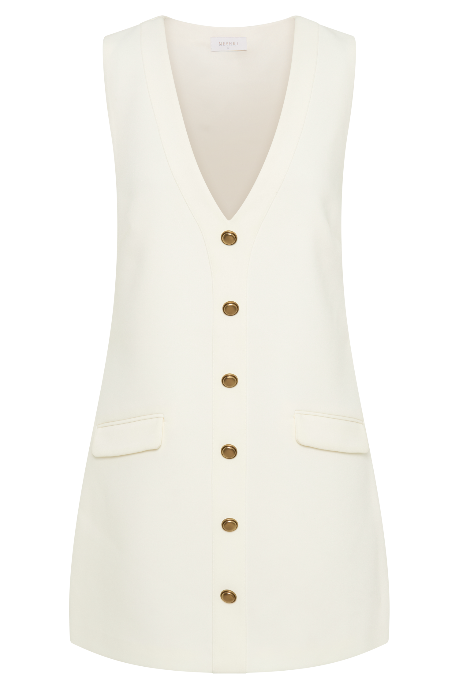 Florentina Sleeveless Suiting Mini Dress - Ivory