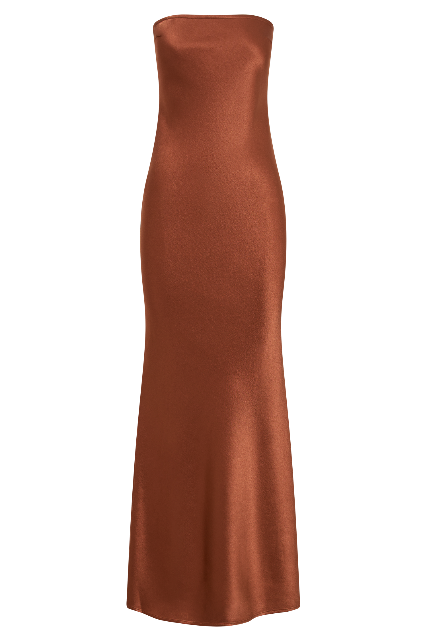 Claudette Strapless Satin Maxi Dress - Burnt Orange