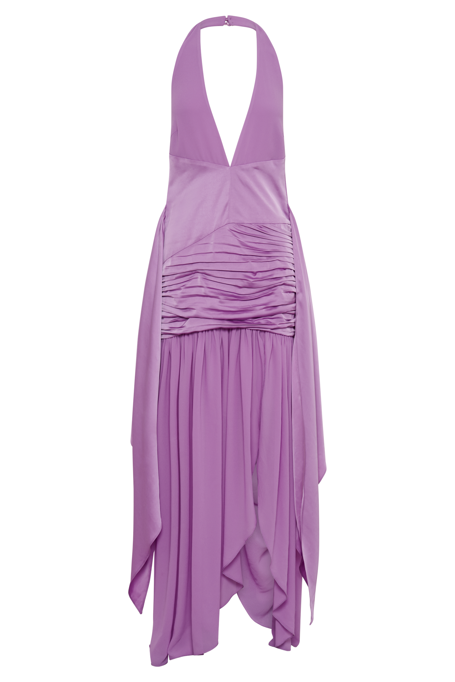 Graziana Satin Chiffon Plunge Maxi Dress - Violet