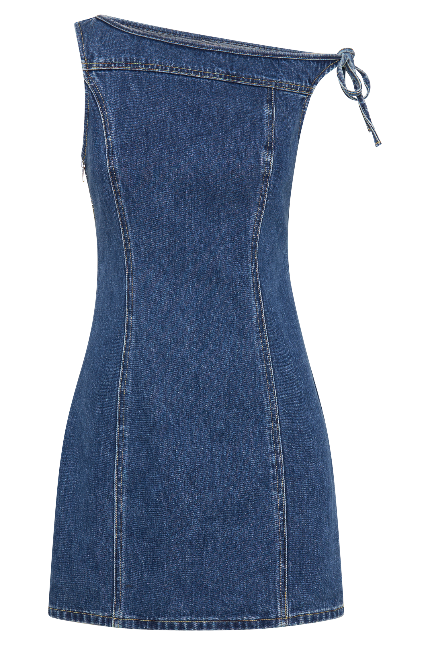 Baker Off Shoulder Denim Mini Dress - Dark Blue