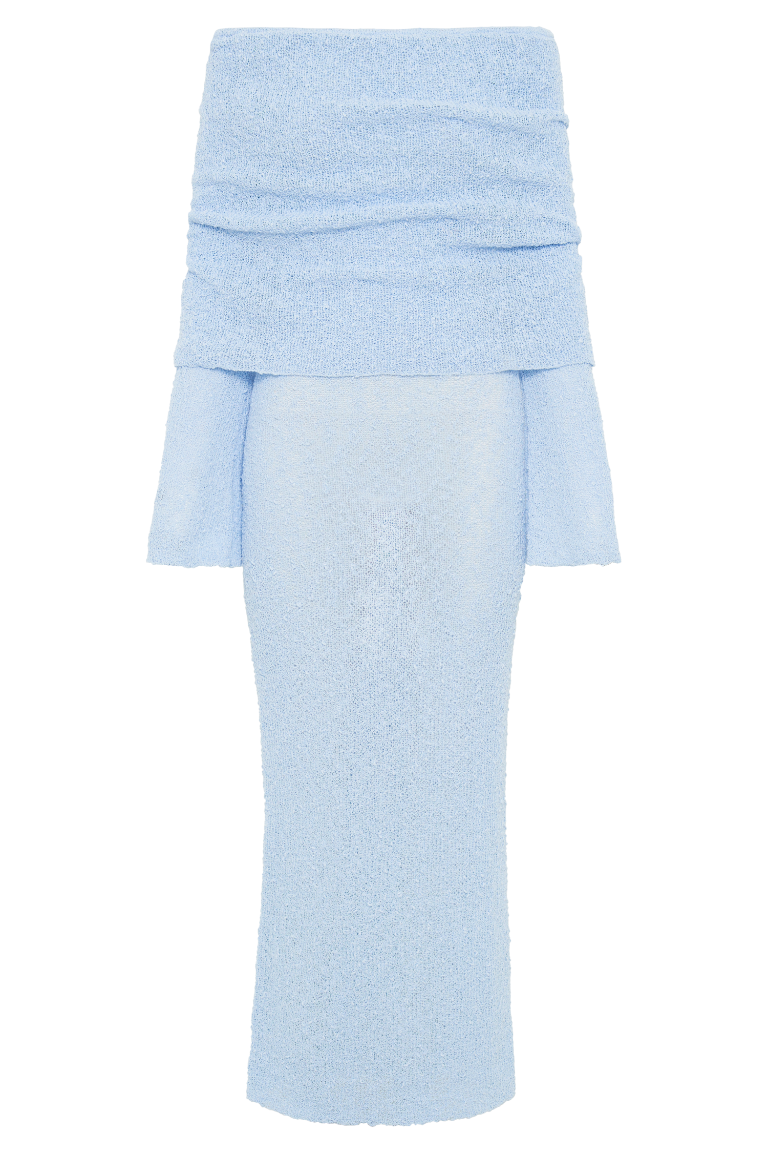 Marisol Off Shoulder Boucle Maxi Dress - Light Blue