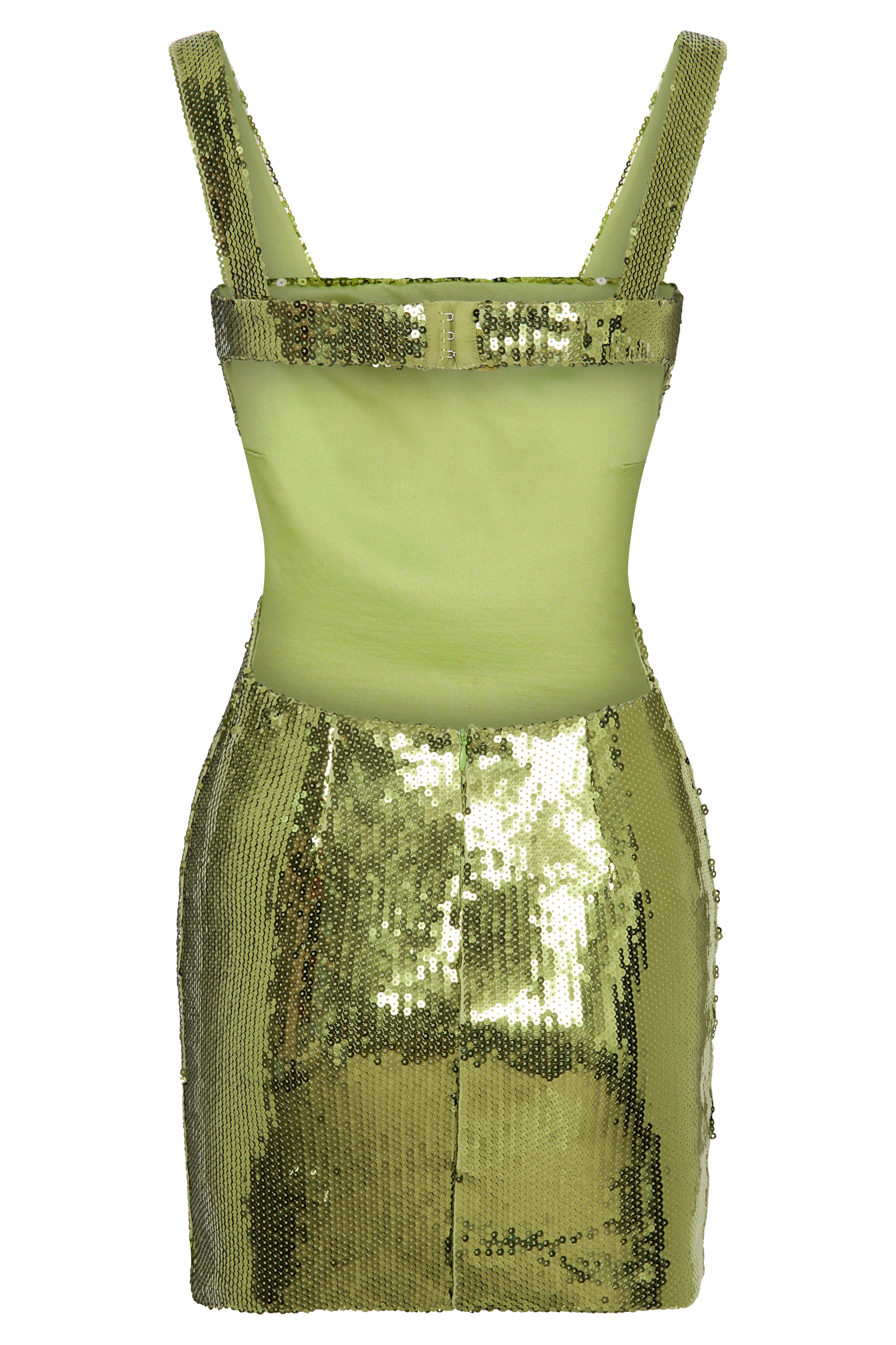 Adoria Sequin Cut Out Mini Dress - Green
