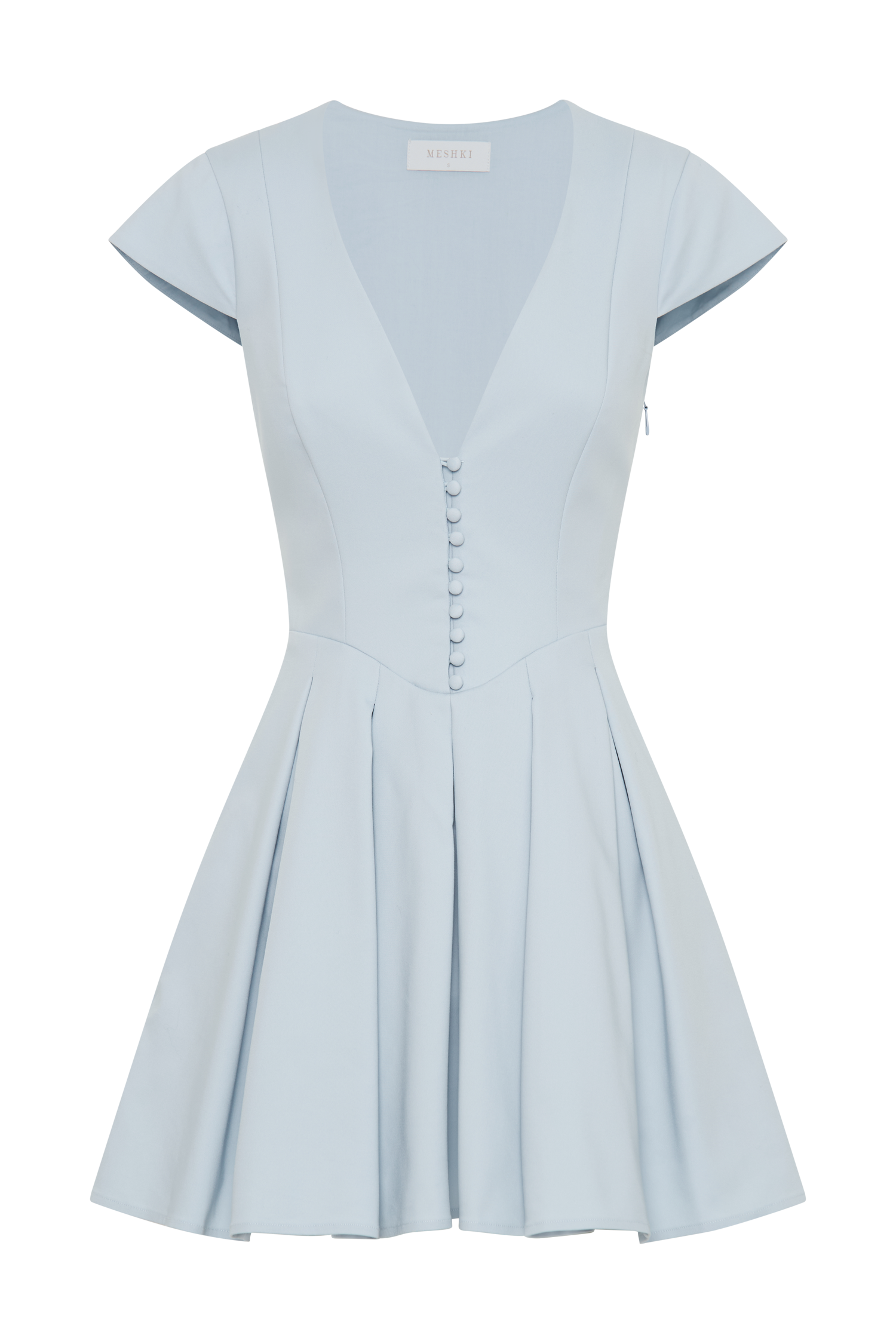Keely Cotton Cap Sleeve Mini Dress - Sky Blue