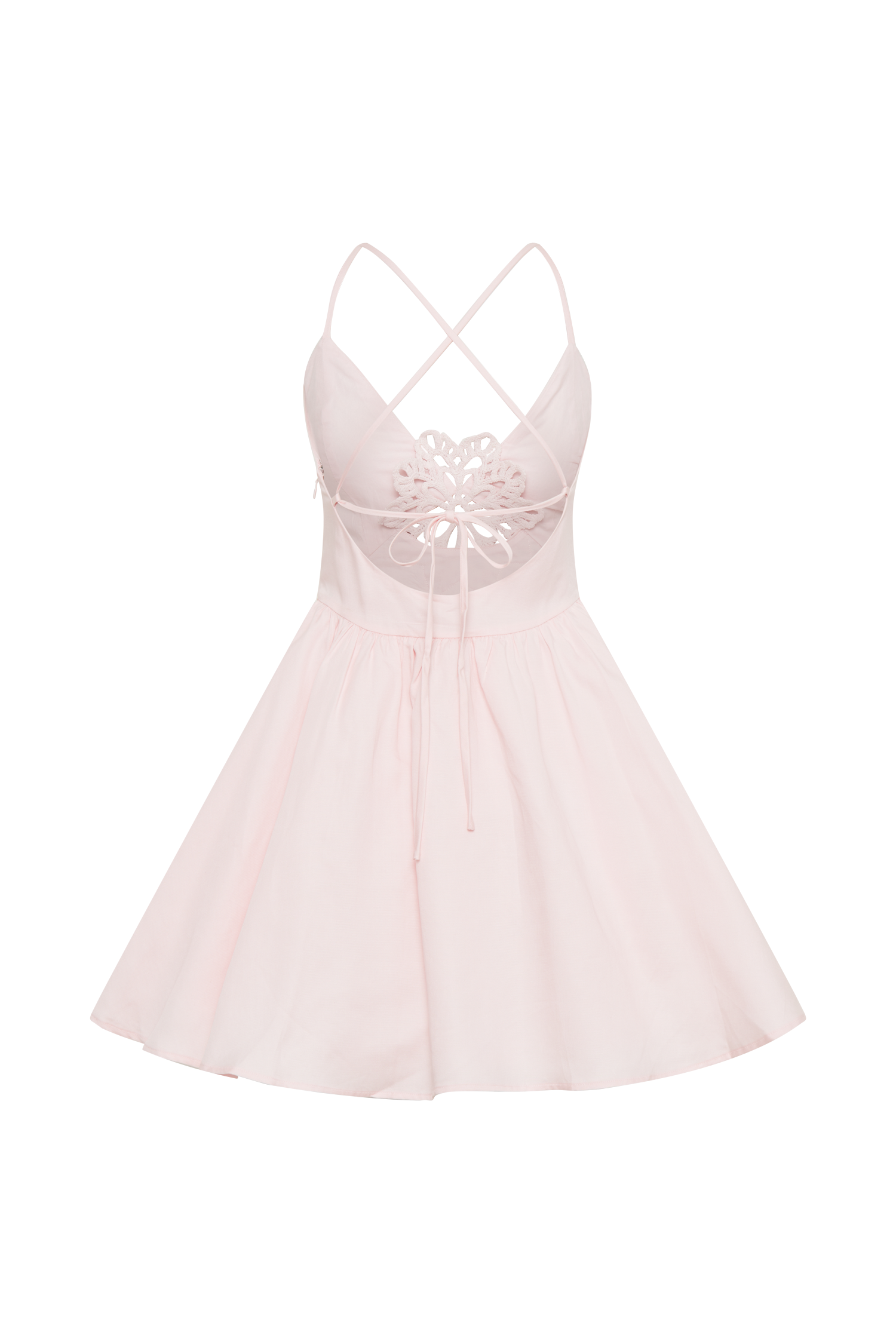 Muriel Cotton Mini Dress With Crochet - Powder Pink