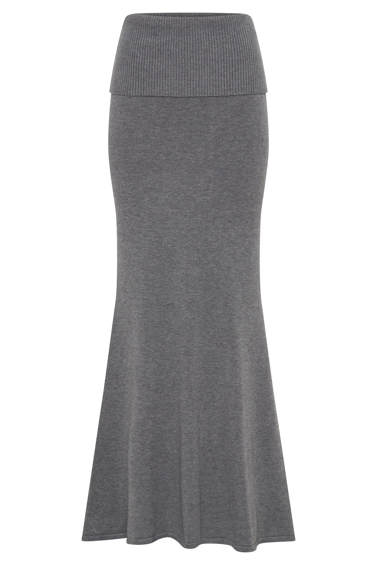 Karlie Knit Maxi Skirt With Ribbed Waist - Charcoal Marle