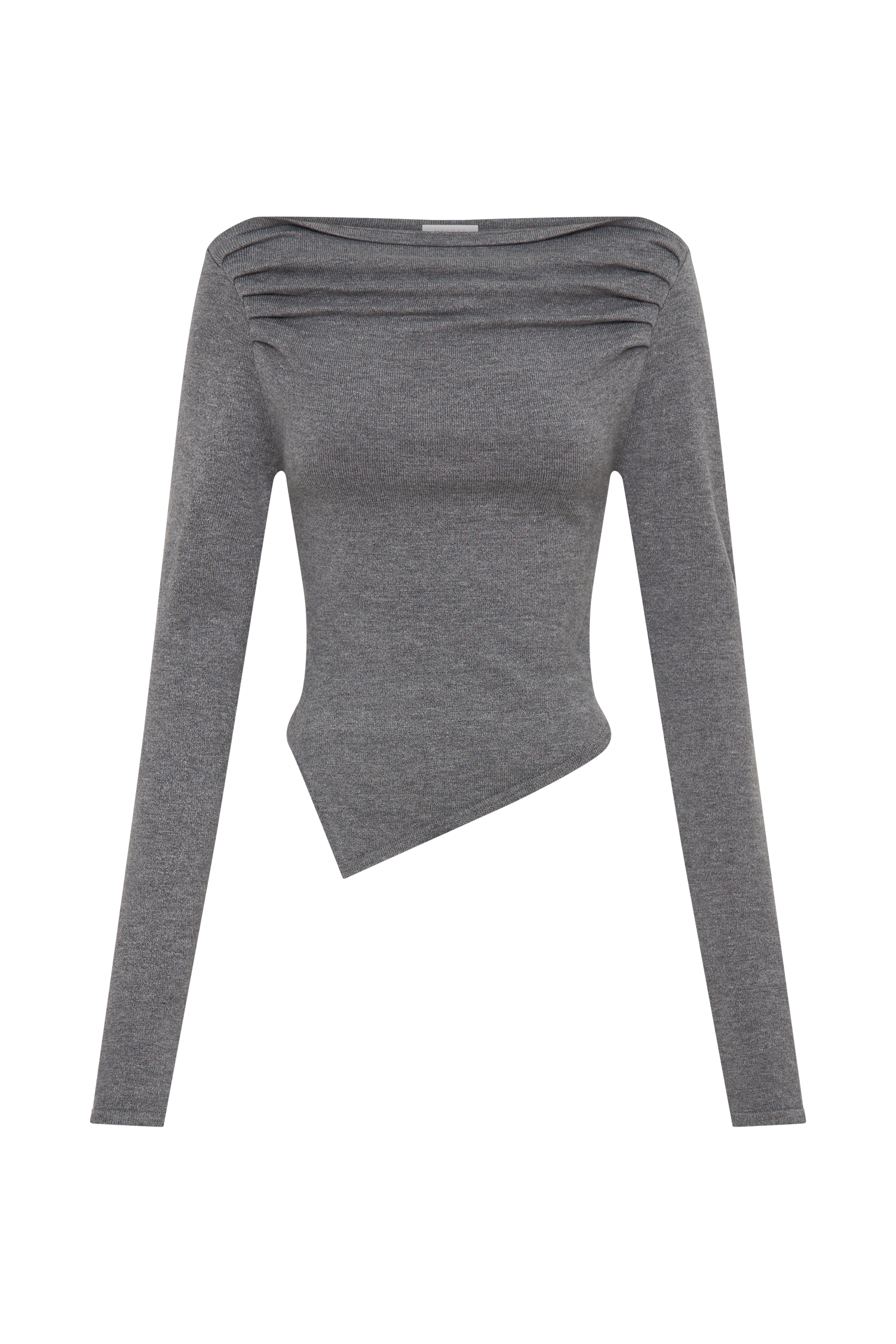 Karlie Off Shoulder Knit Top - Charcoal Marle